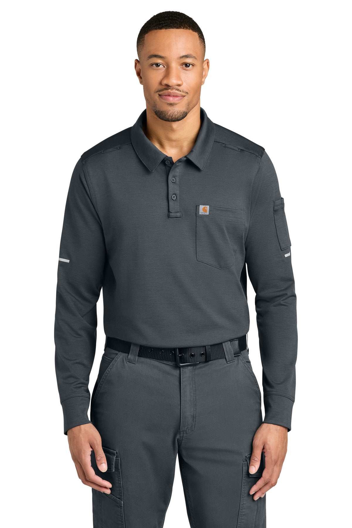 Carhartt FLD & RSCU Long Sleeve Polo CTC16129 in Pewter
