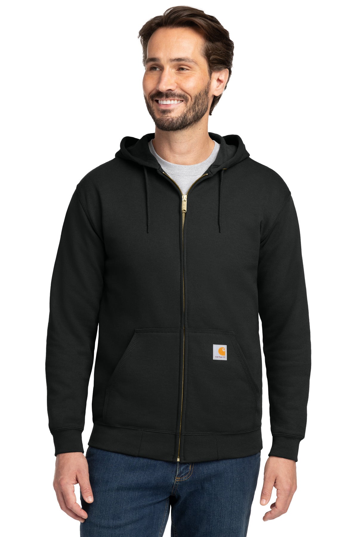 Carhartt  Midweight Hooded Zip-Front Sweatshirt. CTK122 in Black