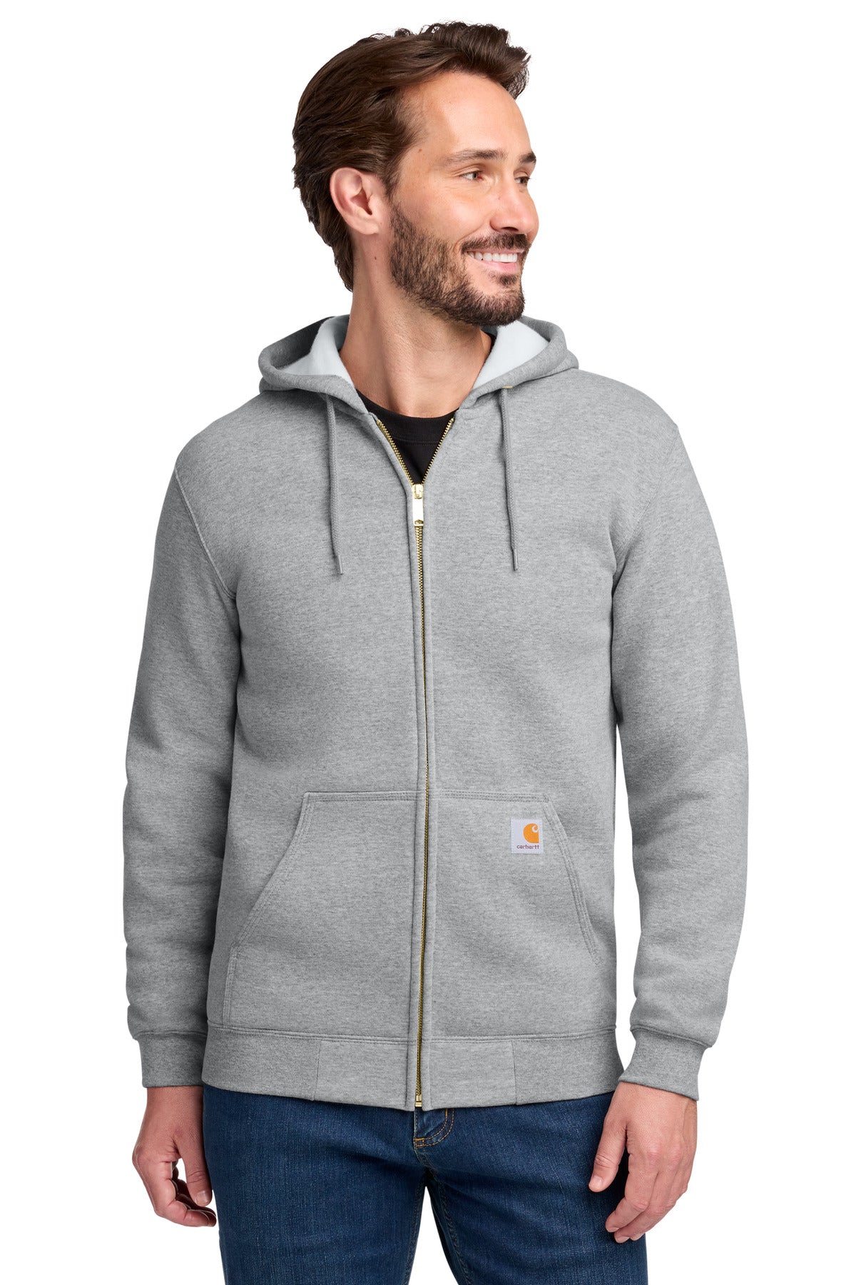 Carhartt  Midweight Hooded Zip-Front Sweatshirt. CTK122 in Heather Grey