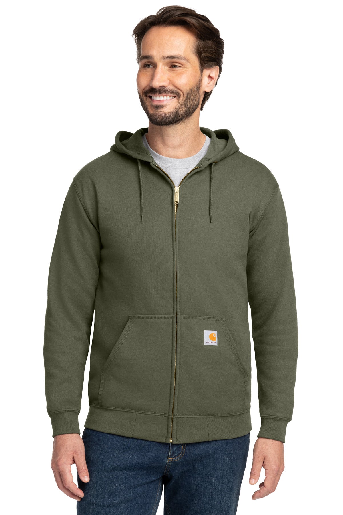 Carhartt  Midweight Hooded Zip-Front Sweatshirt. CTK122 in Moss
