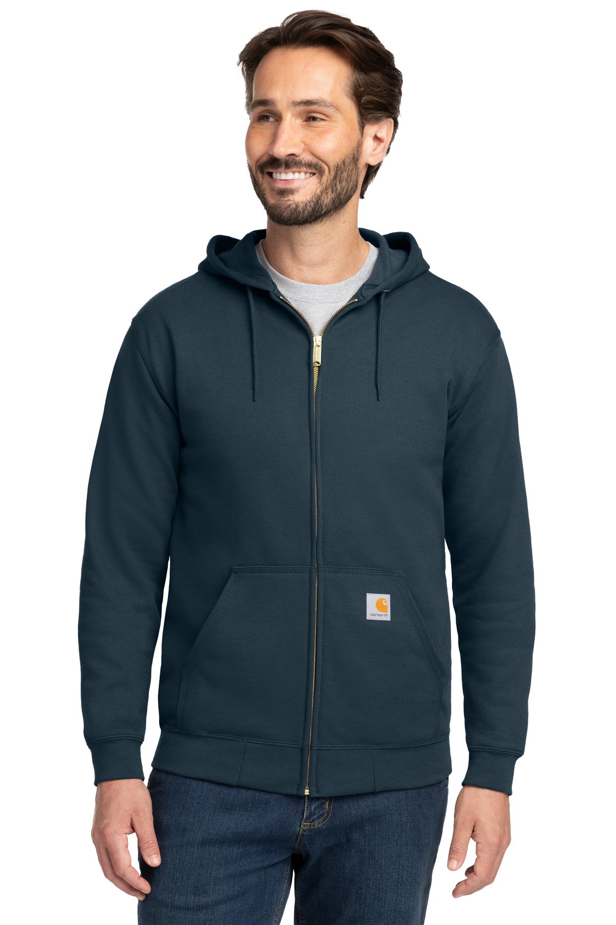 Carhartt  Midweight Hooded Zip-Front Sweatshirt. CTK122 in New Navy