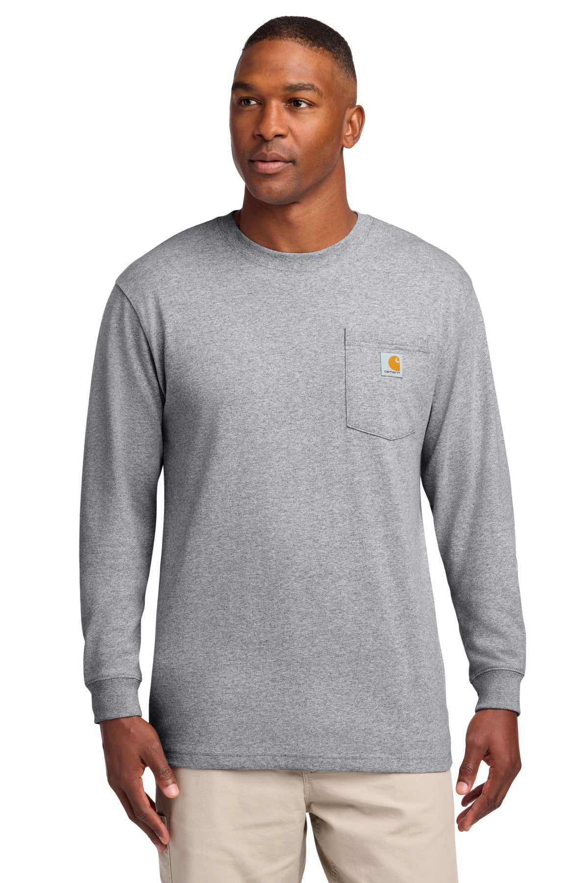 Carhartt  Workwear Pocket Long Sleeve T-Shirt. CTK126 in Heather Grey