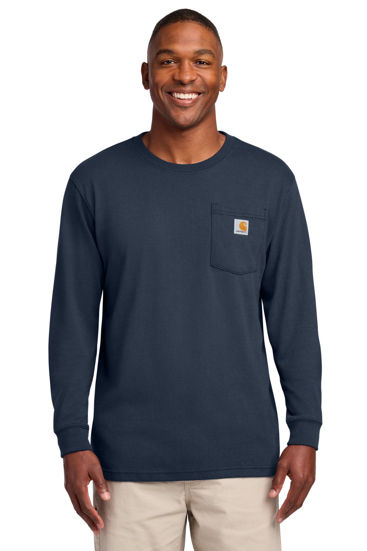 Carhartt  Workwear Pocket Long Sleeve T-Shirt. CTK126 in Navy