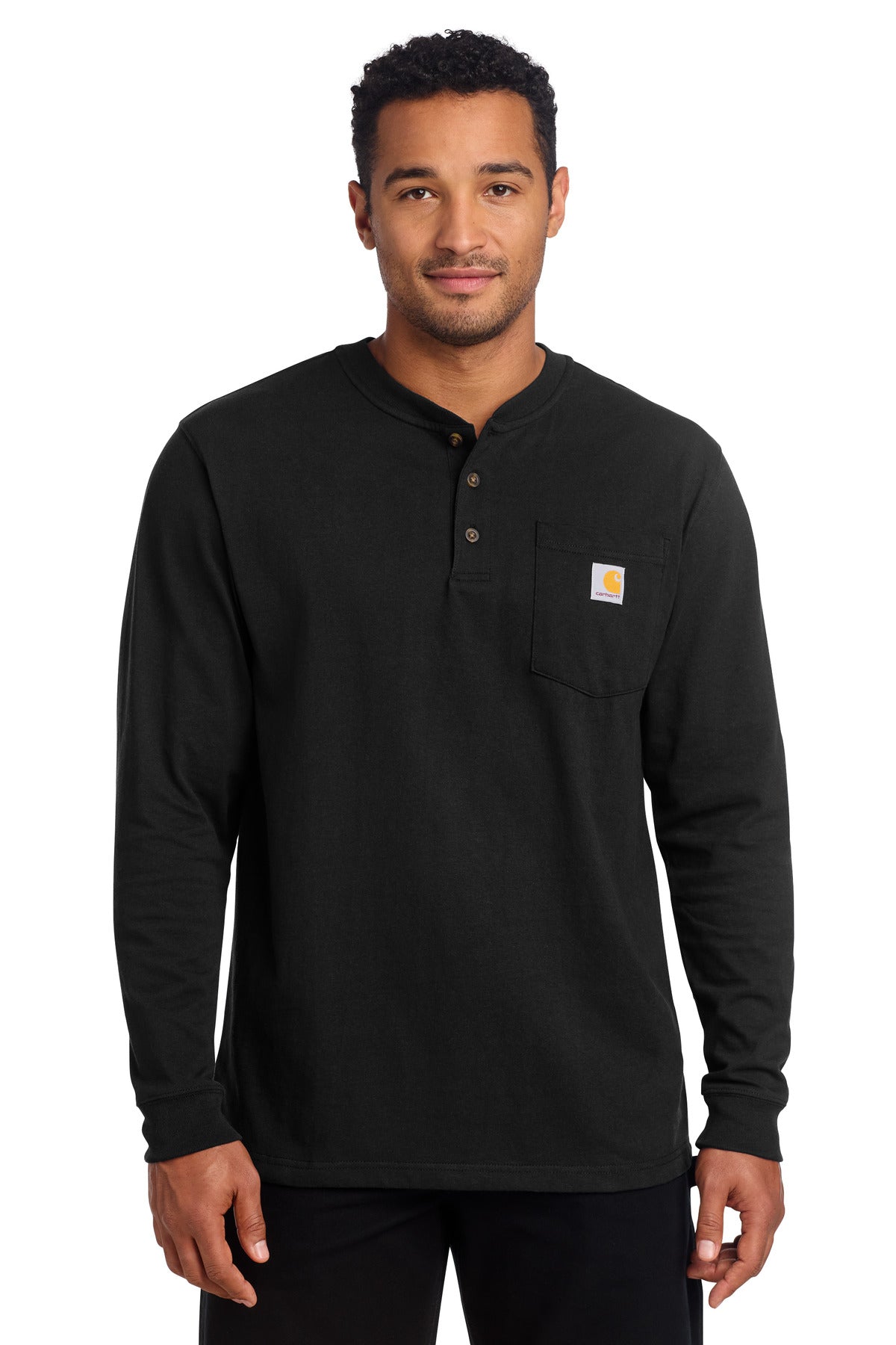 Carhartt Long Sleeve Henley T-Shirt CTK128 in Black