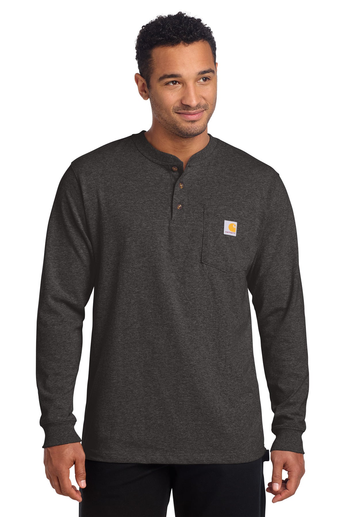 Carhartt Long Sleeve Henley T-Shirt CTK128 in Carbon Heather