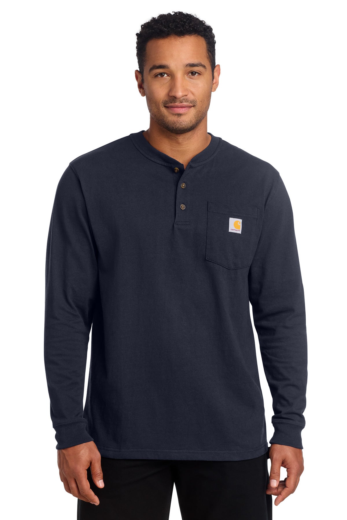 Carhartt Long Sleeve Henley T-Shirt CTK128 in Navy