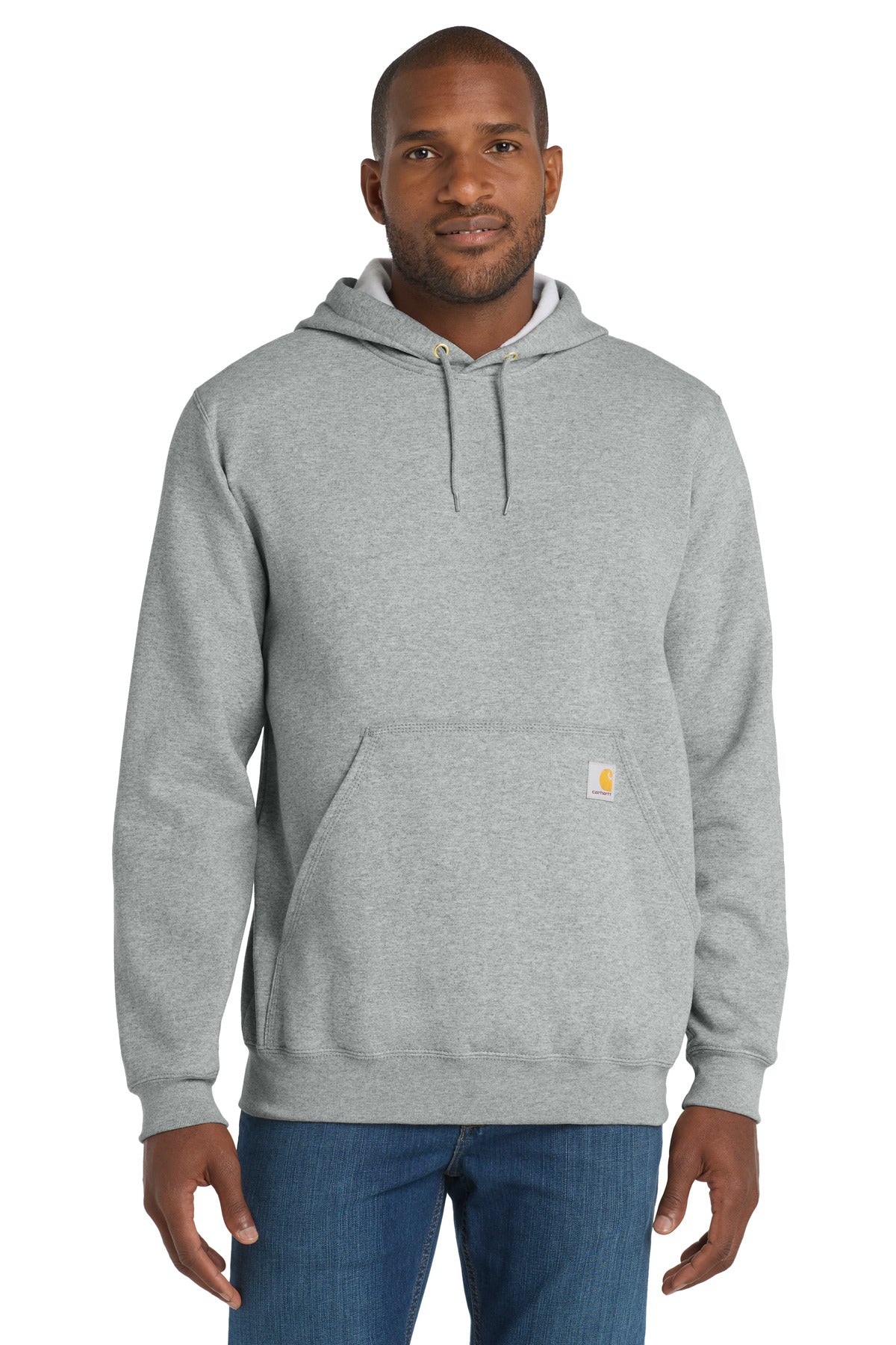 Carhartt Midweight Hooded Logo Sweatshirt CTK288 in Heather Grey