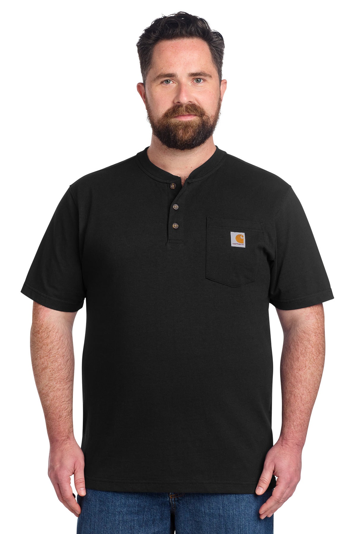 Carhartt Short Sleeve Henley T-Shirt CTK84 in Black