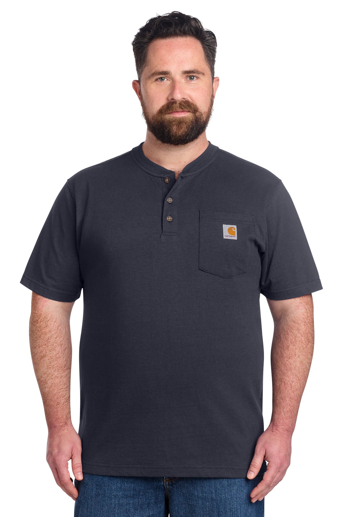 Carhartt Short Sleeve Henley T-Shirt CTK84 in Navy
