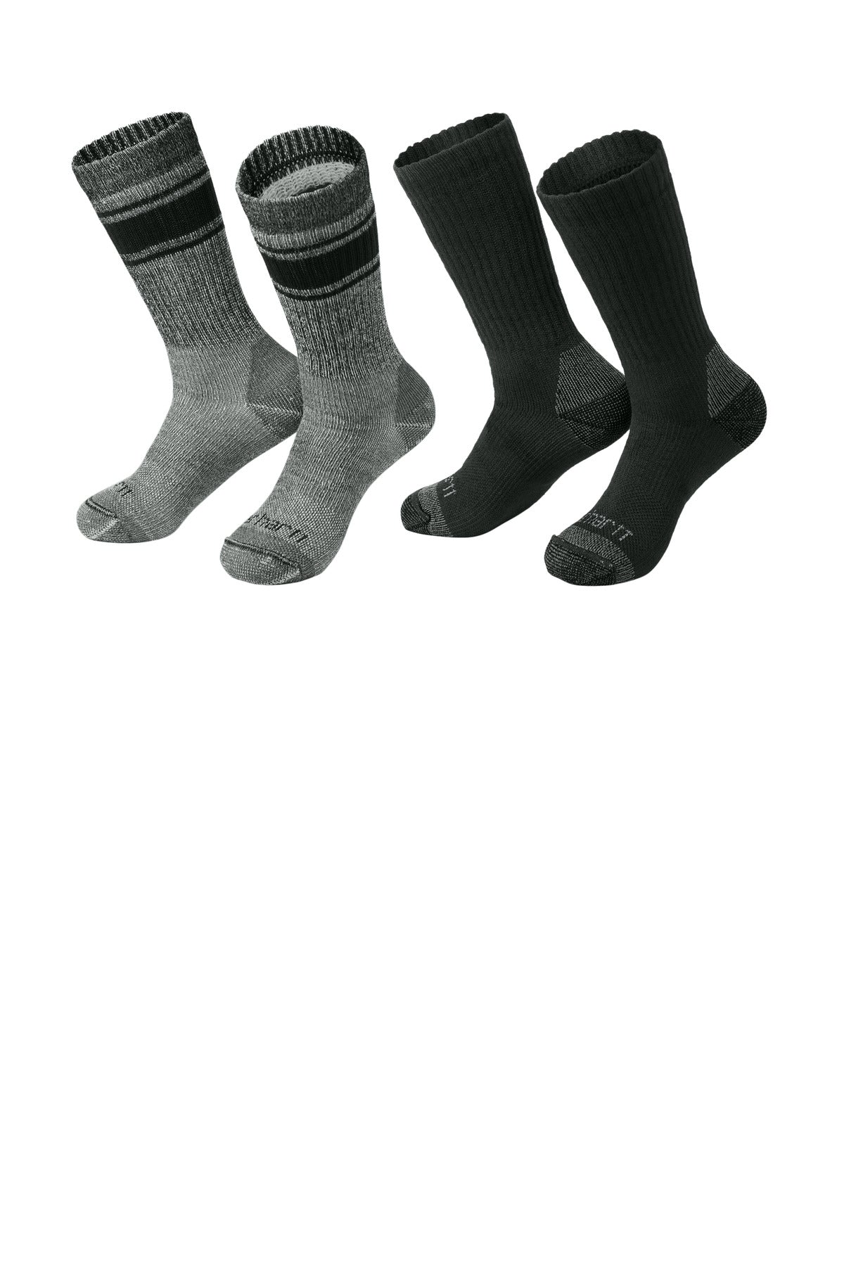 Carhartt Heavyweight Crew Sock (4-Pack) CTSC1054 in Assorted Black and Charcoal