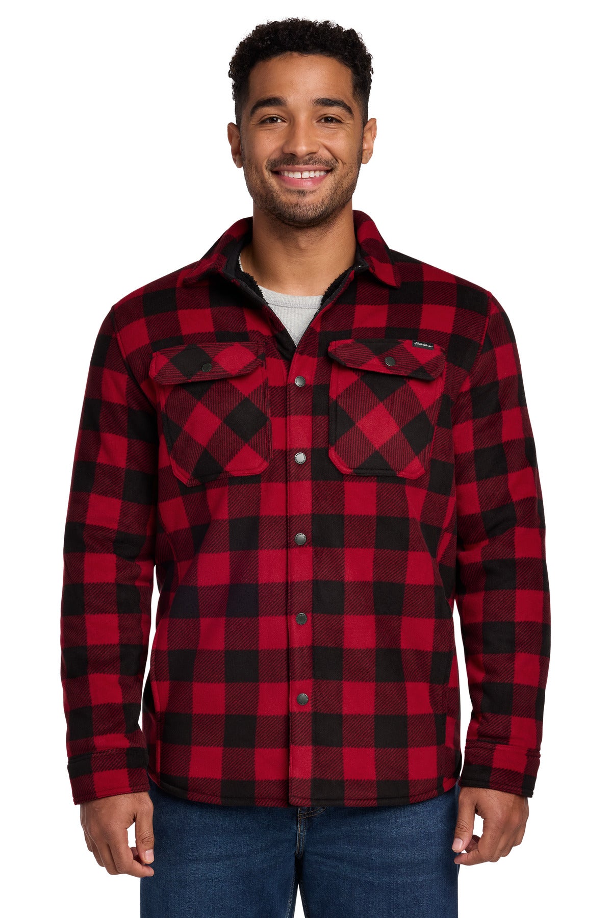 Eddie Bauer Woodland Shirt Jac EB228 in Radish/ Black