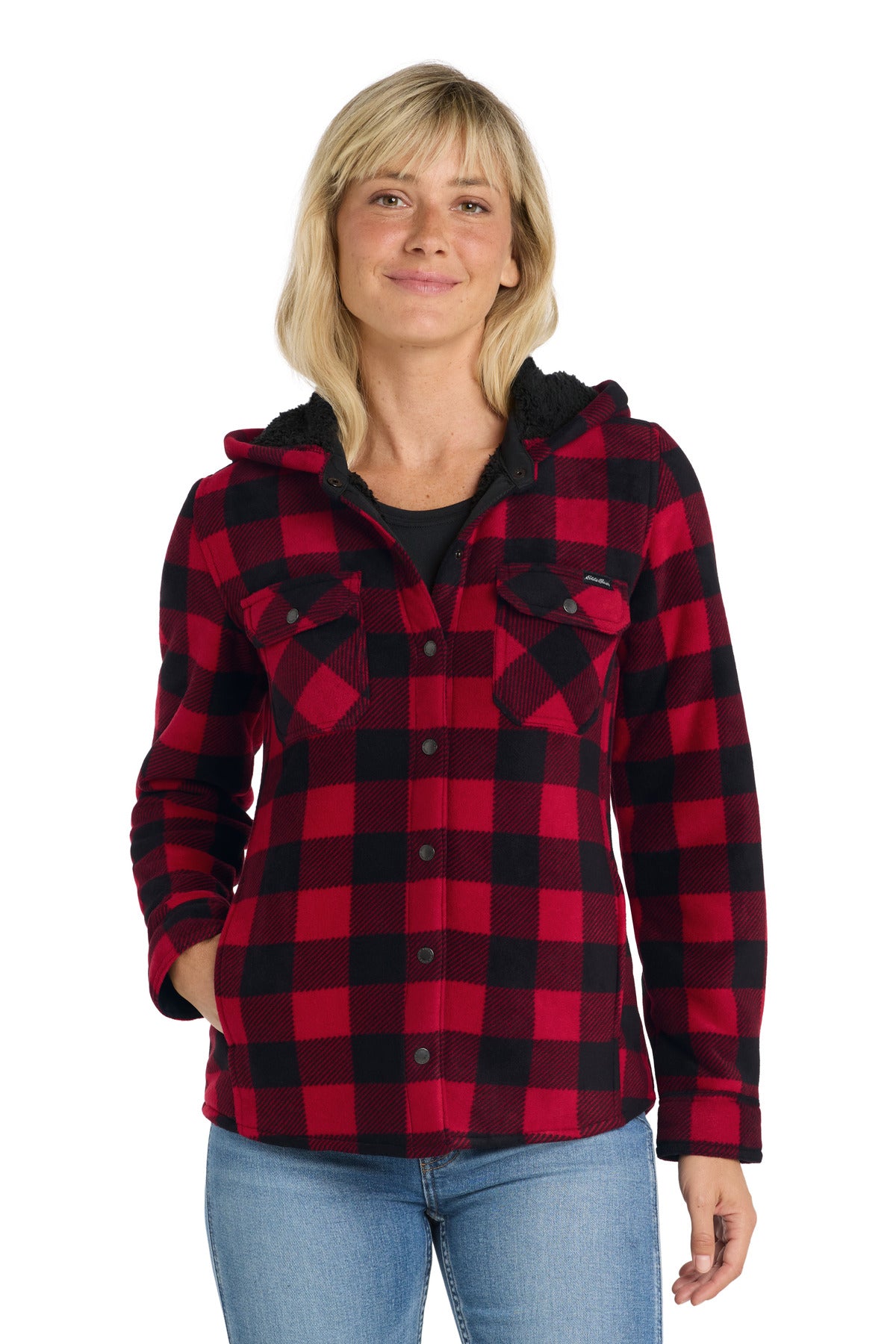 Eddie Bauer Women's Woodland Shirt Jac EB229 in Radish/ Black