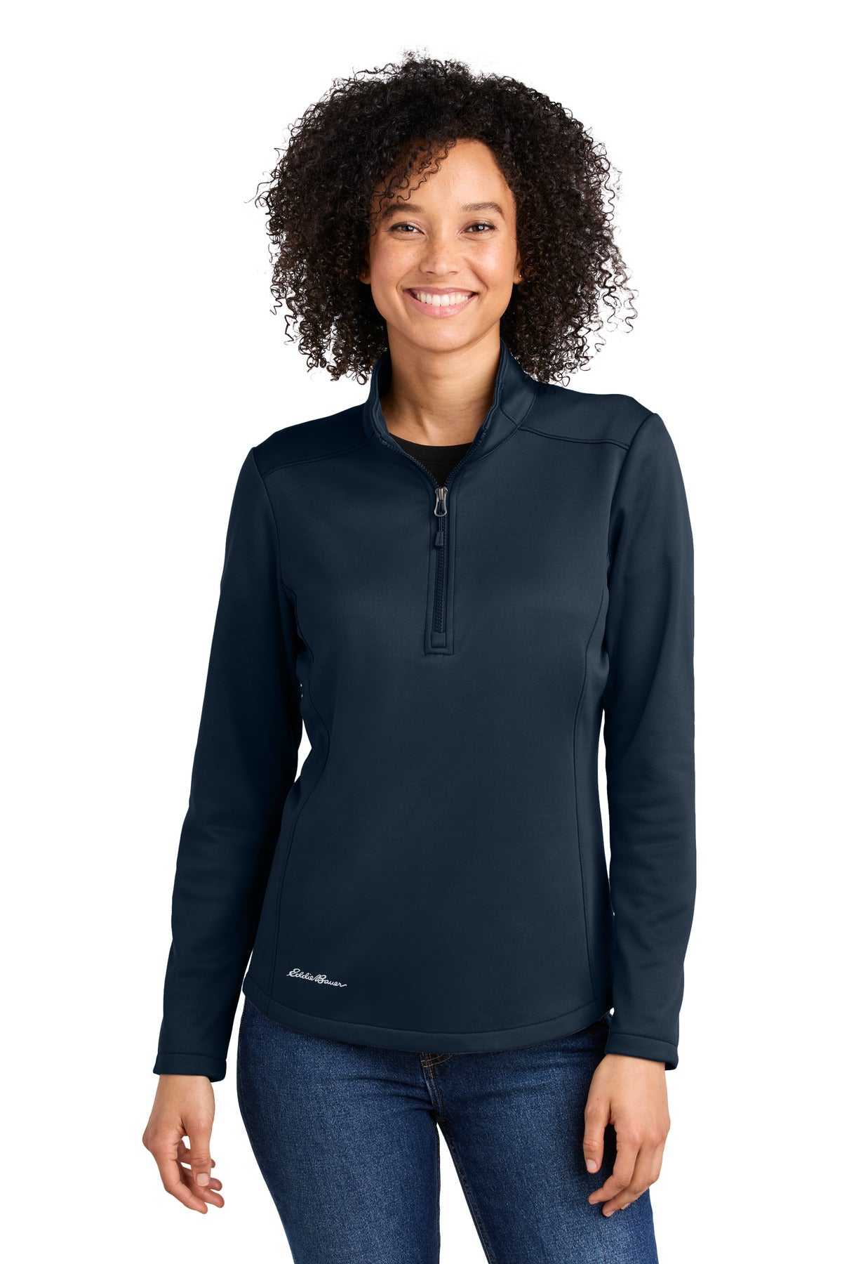 Eddie Bauer Women's Smooth Mid Layer Fleece 1/2-Zip EB2370 in River Blue Navy