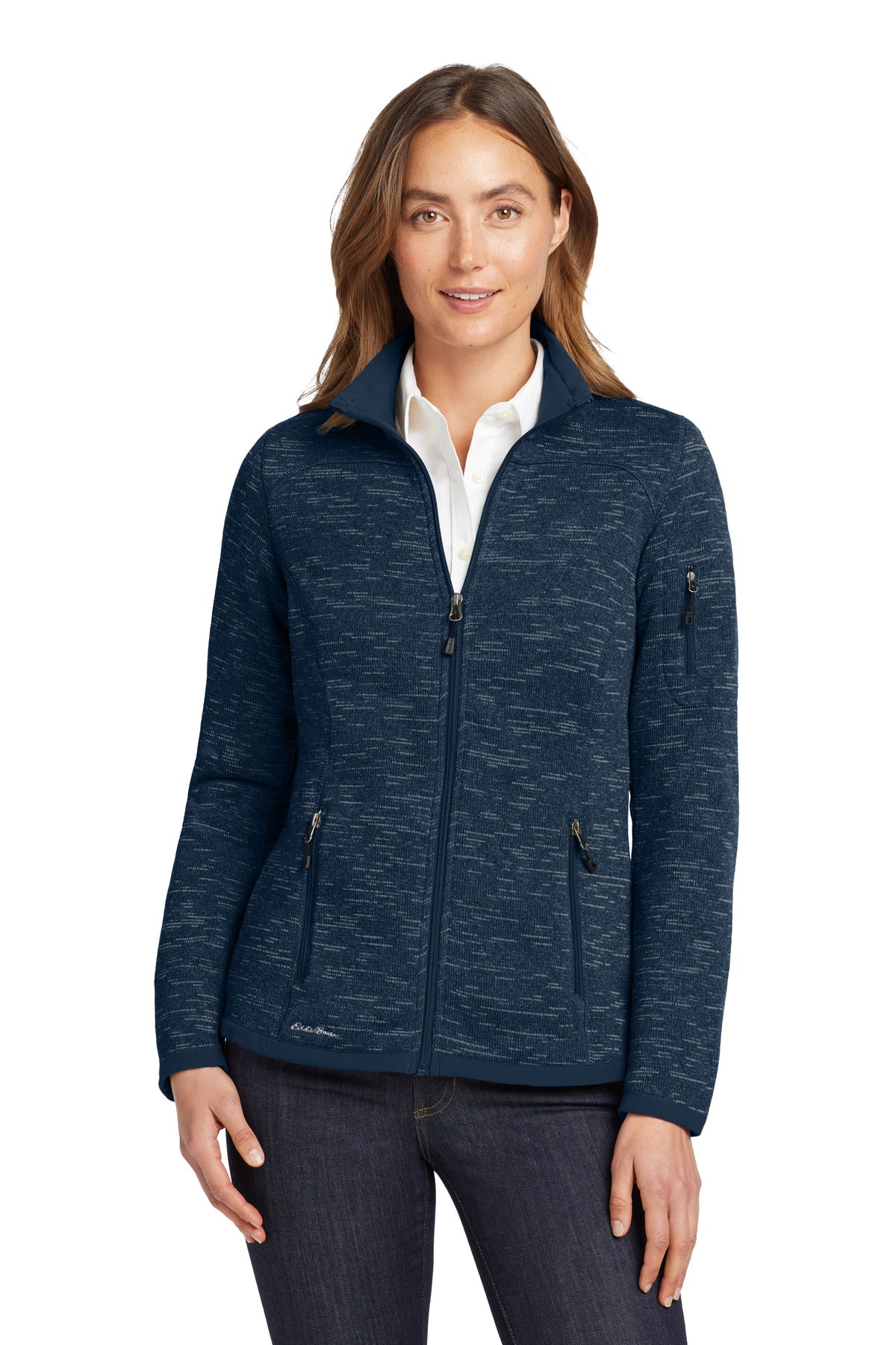 Eddie Bauer  Women's Sweater Fleece Full-Zip. EB251 in River Blue Navy Heather