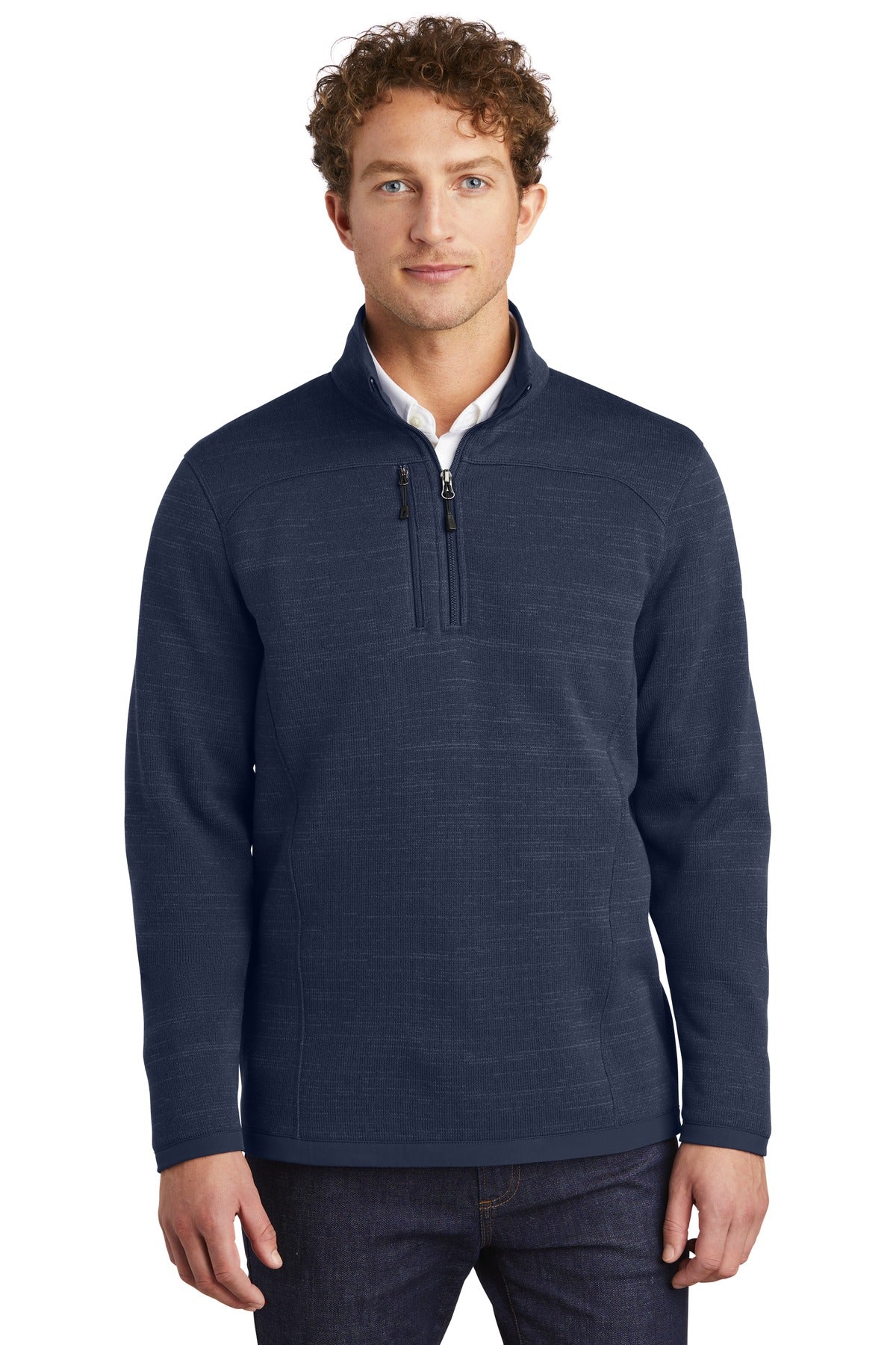 Eddie Bauer  Sweater Fleece 1/4-Zip. EB254 in River Blue Navy Heather