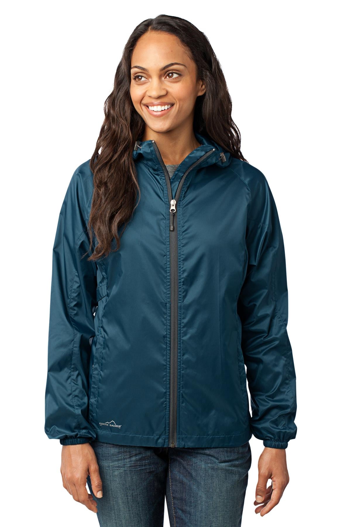 Eddie Bauer Women's Packable Wind Jacket. EB501 in Adriatic Blue