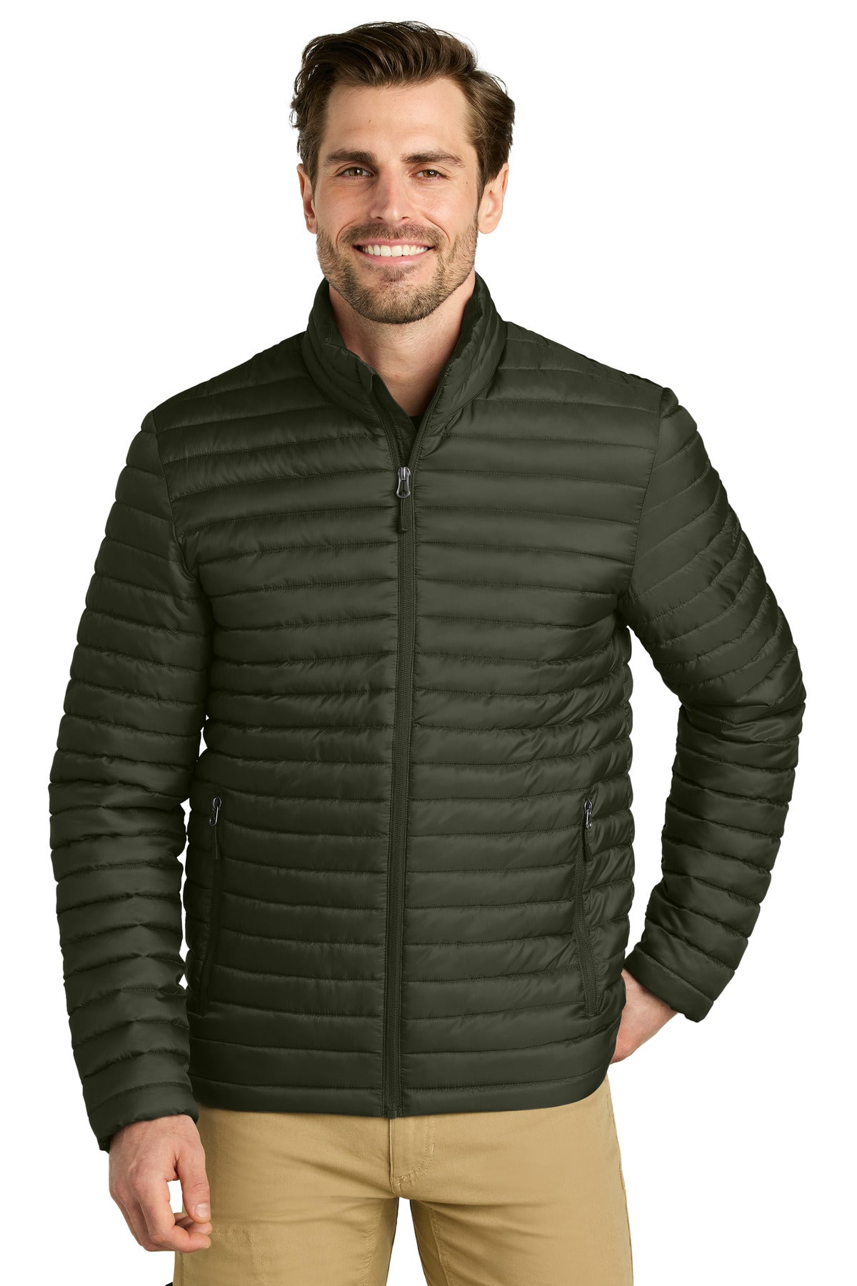 Eddie Bauer Packable Quilted Full-Zip EB514 in Olive Green