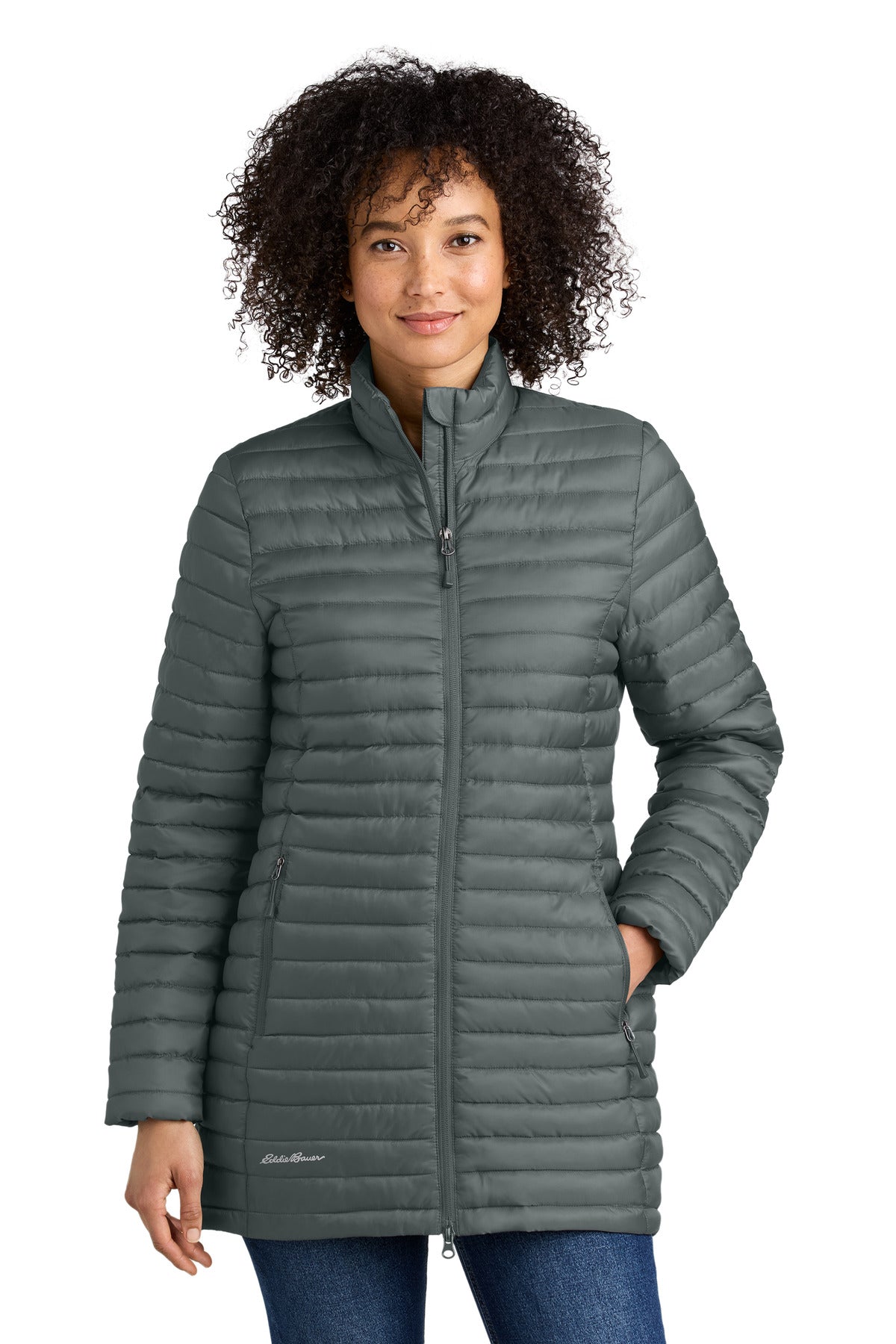 Eddie Bauer Women's Packable Quilted Full-Zip EB515 in Metal Grey
