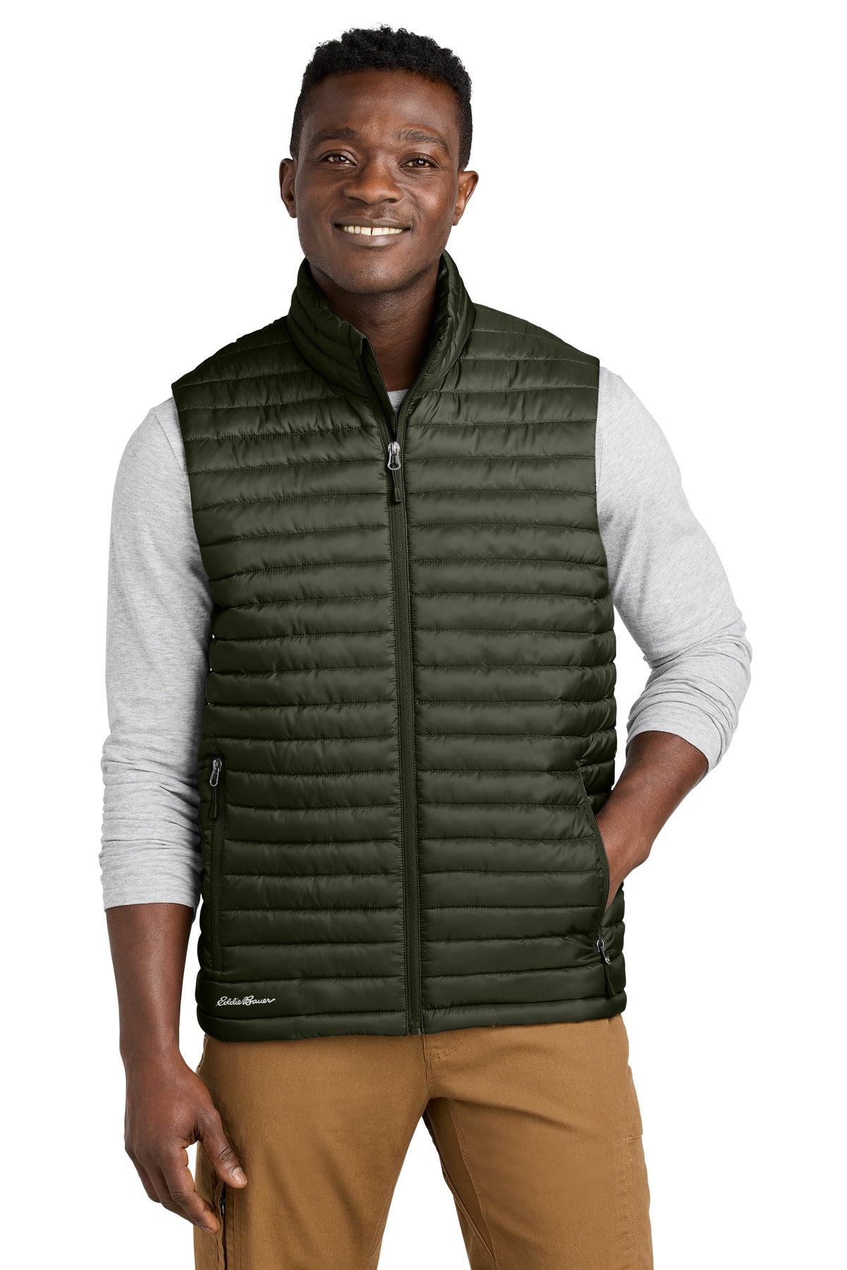 Eddie Bauer Packable Quilted Vest EB516 in Olive Green