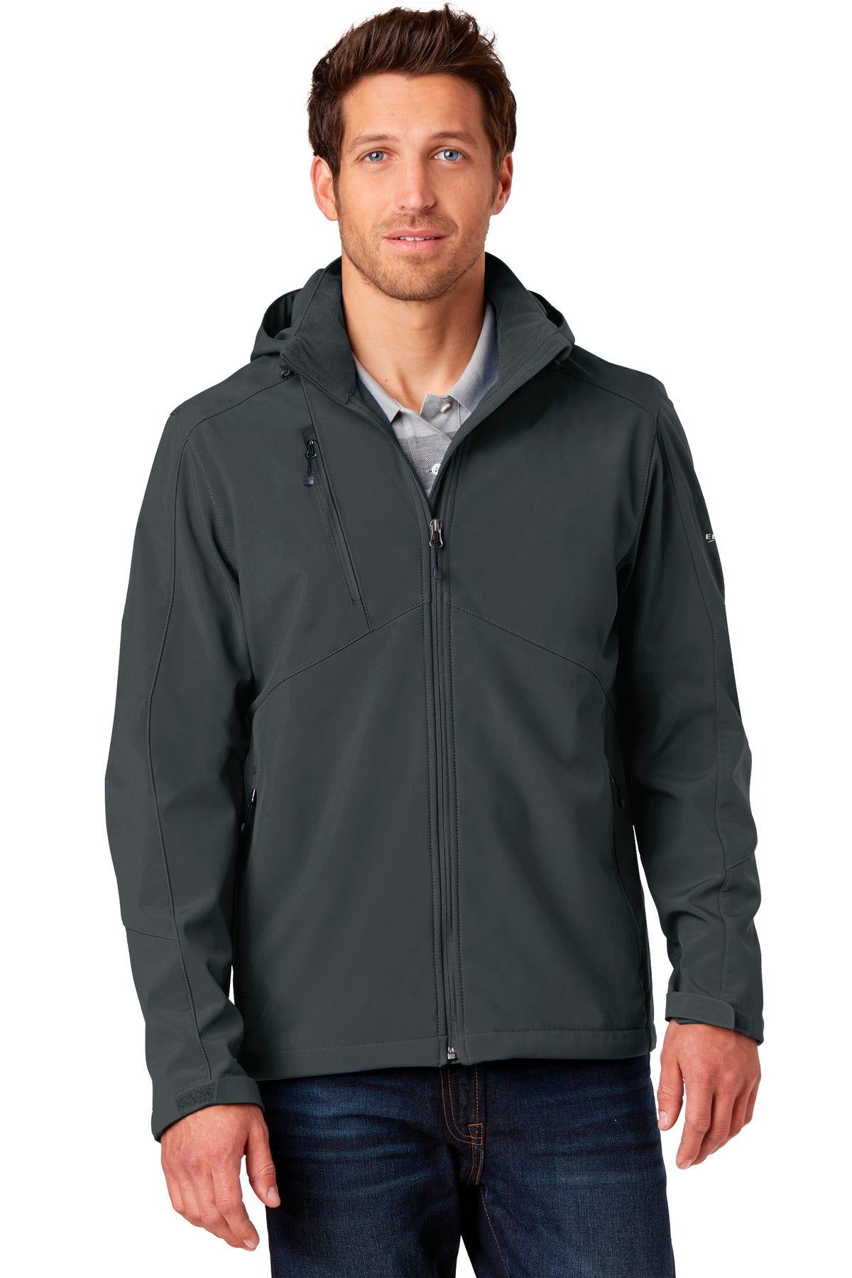 Eddie Bauer Hooded Soft Shell Parka. EB536 in Grey Steel