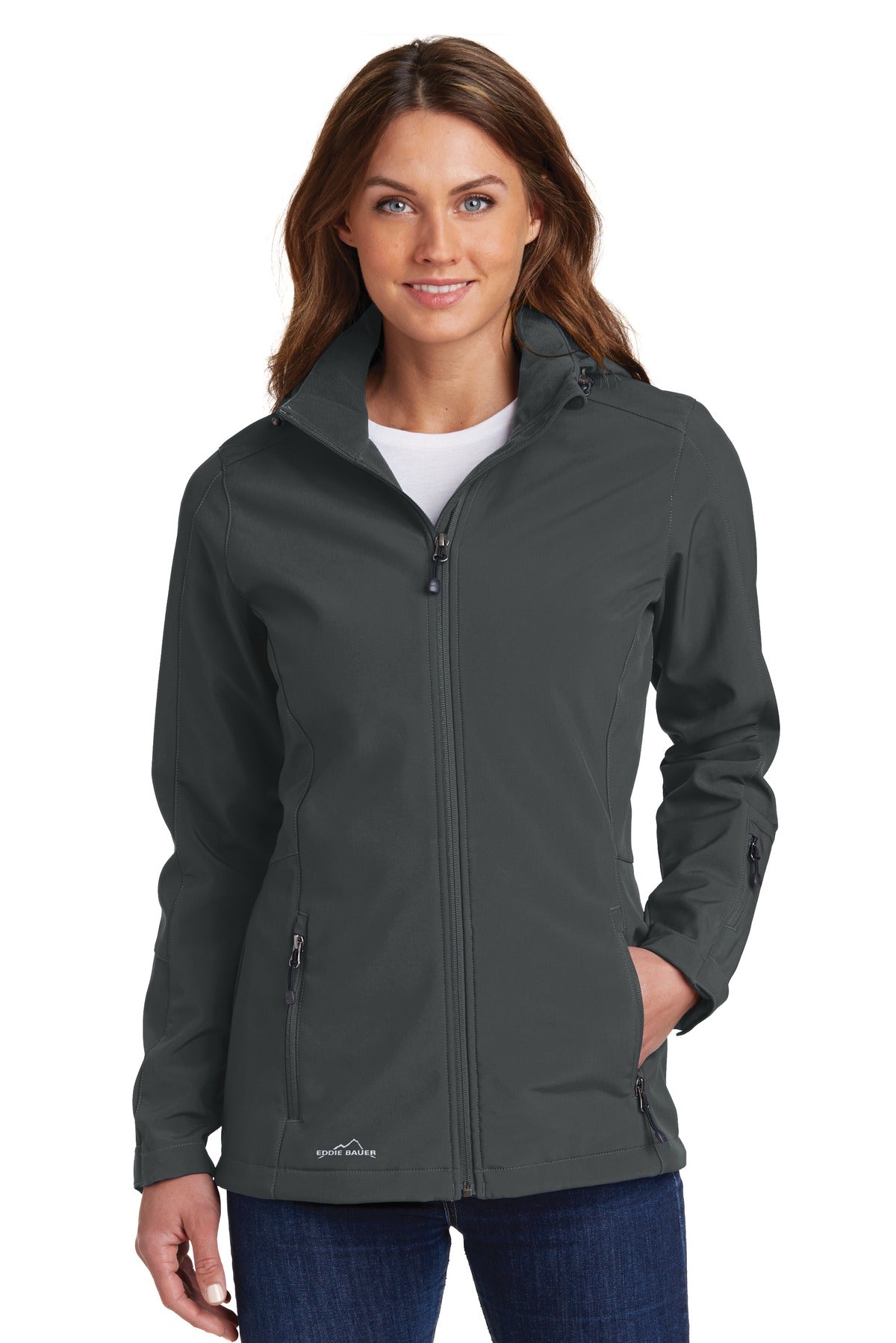 Eddie Bauer Women's Hooded Soft Shell Parka. EB537 in Grey Steel
