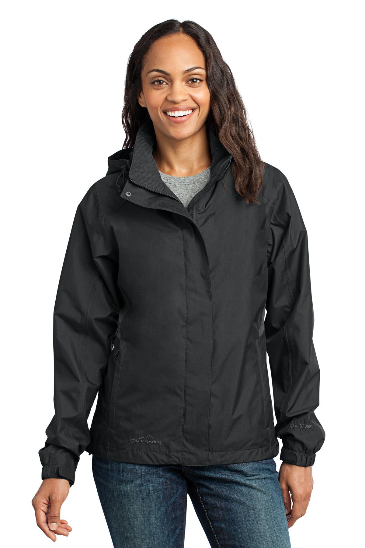 Eddie Bauer Women's Rain Jacket. EB551 in Black/ Steel Grey