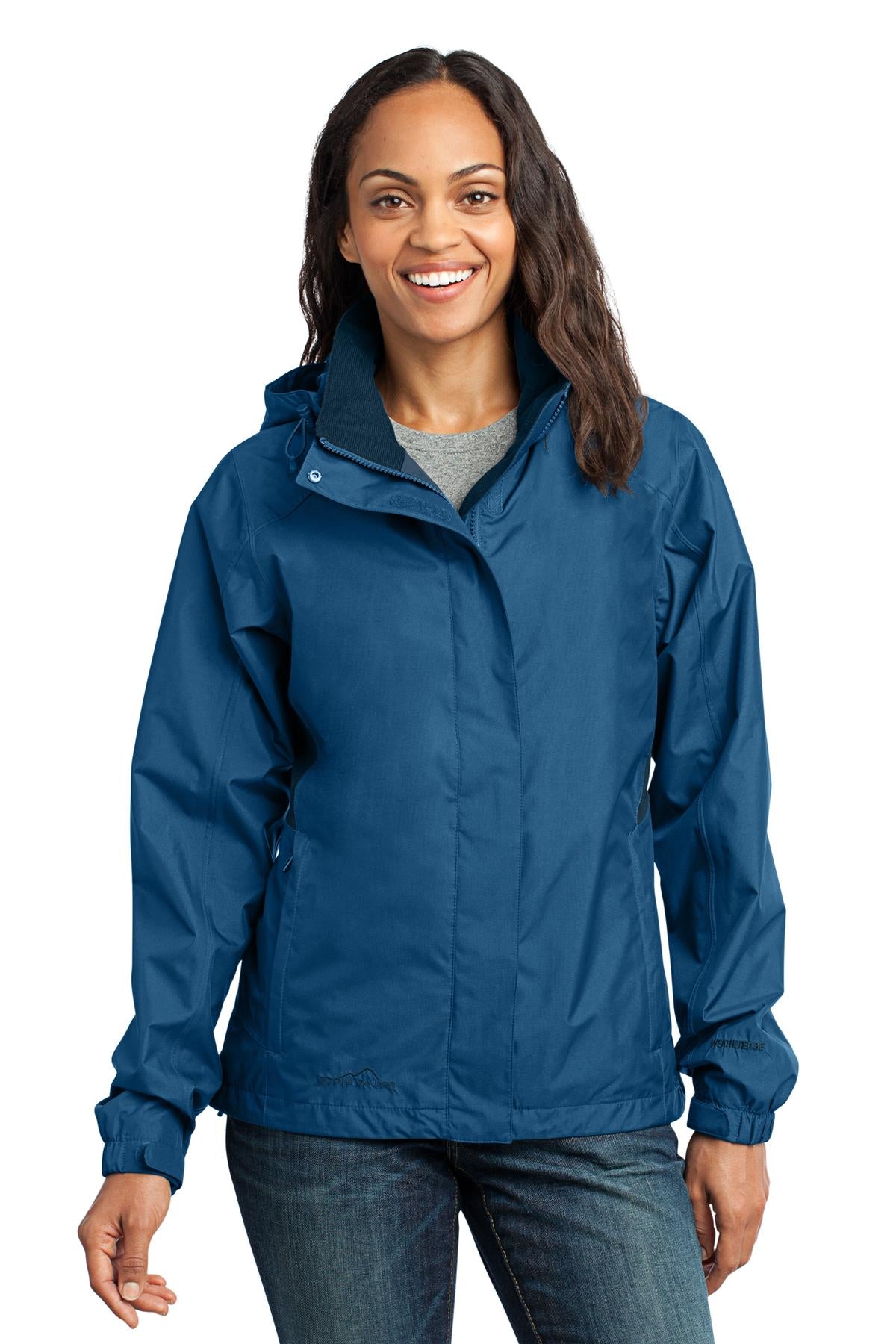 Eddie Bauer Women's Rain Jacket. EB551 in Deep Sea Blue/ Dark Adriatic