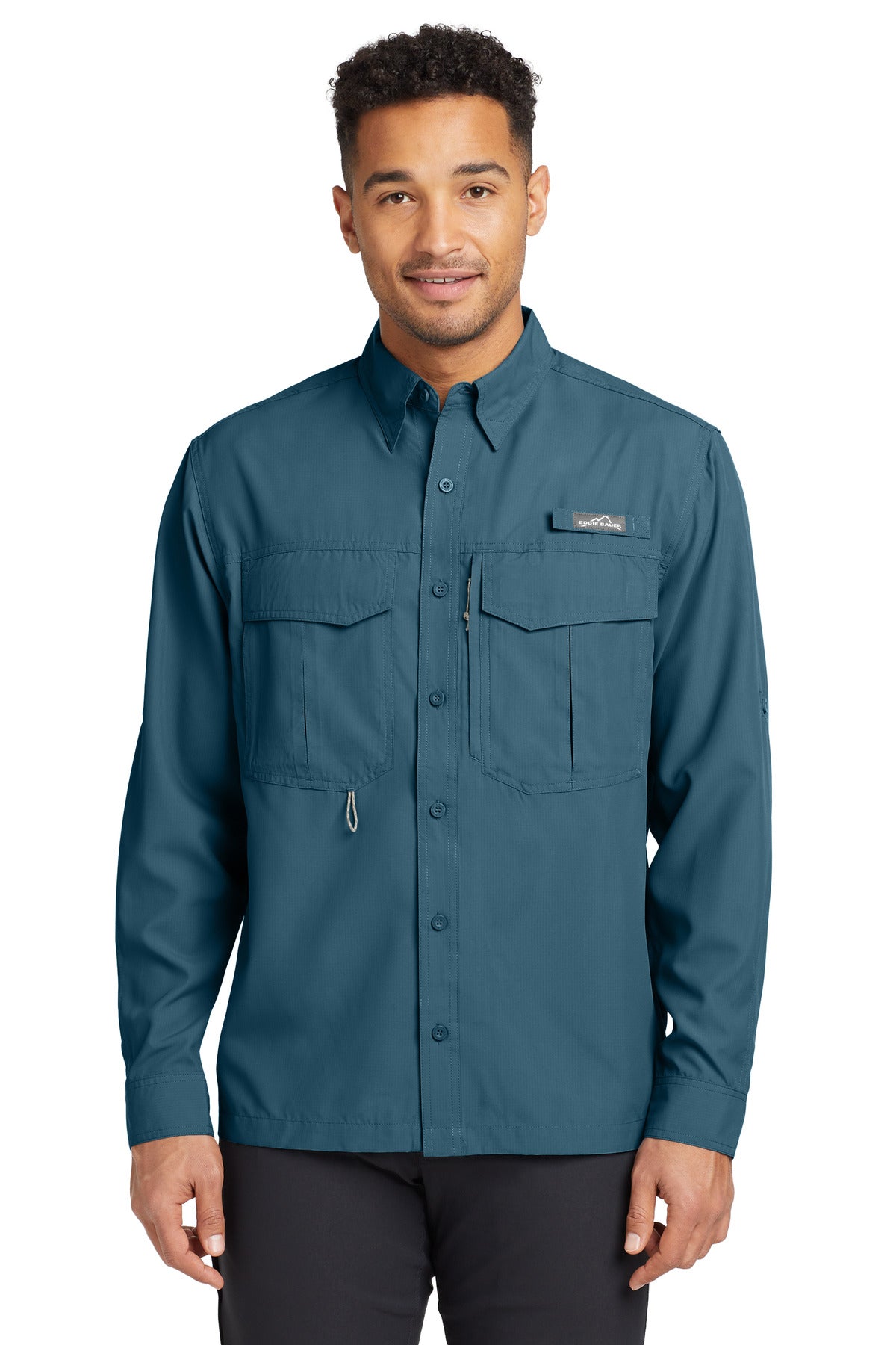 Eddie Bauer - Long Sleeve Performance Fishing Shirt. EB600 in Gulf Teal