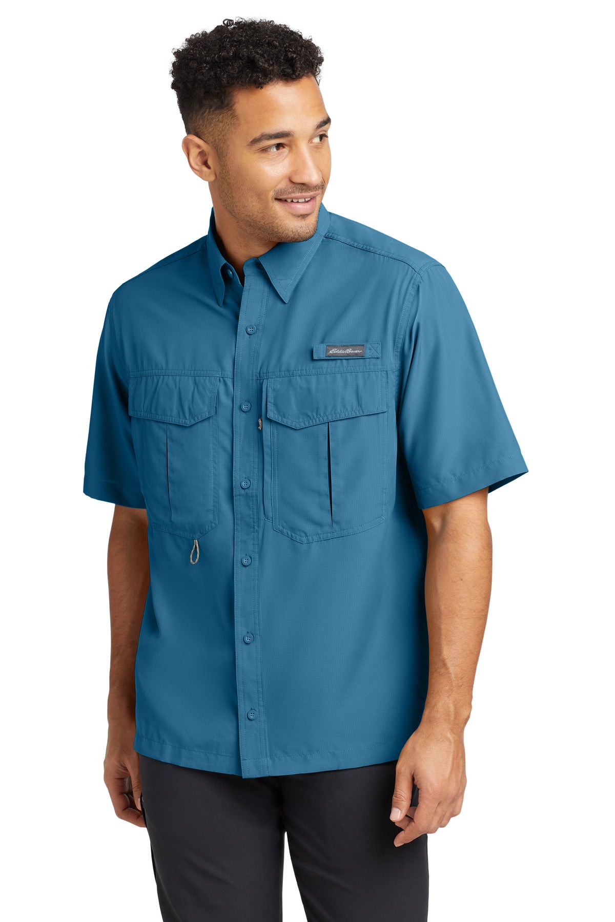 Eddie Bauer Short Sleeve Performance Fishing Shirt EB602 in Gulf Teal