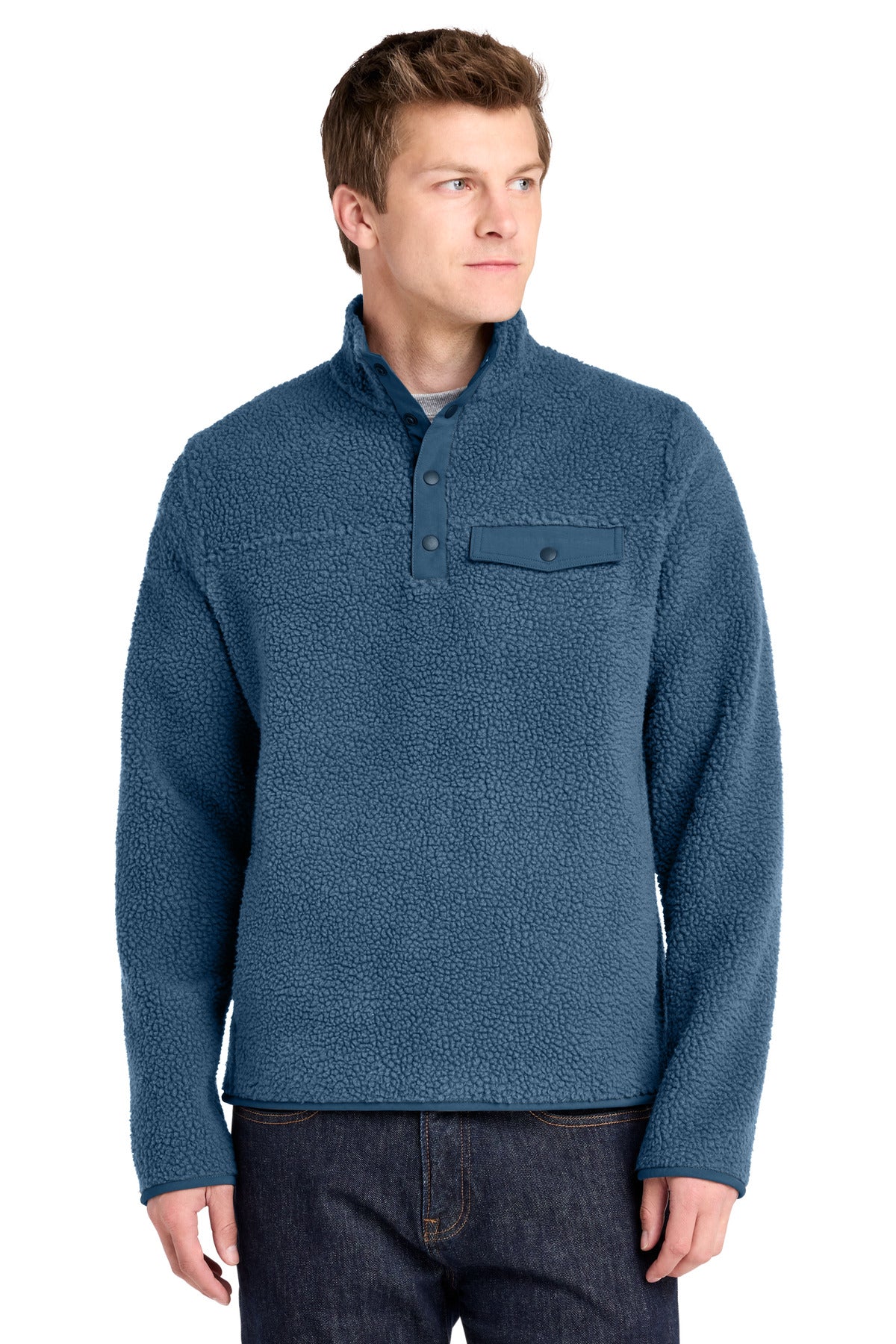 Port Authority Camp Fleece Snap Pullover F140 in Regatta Blue