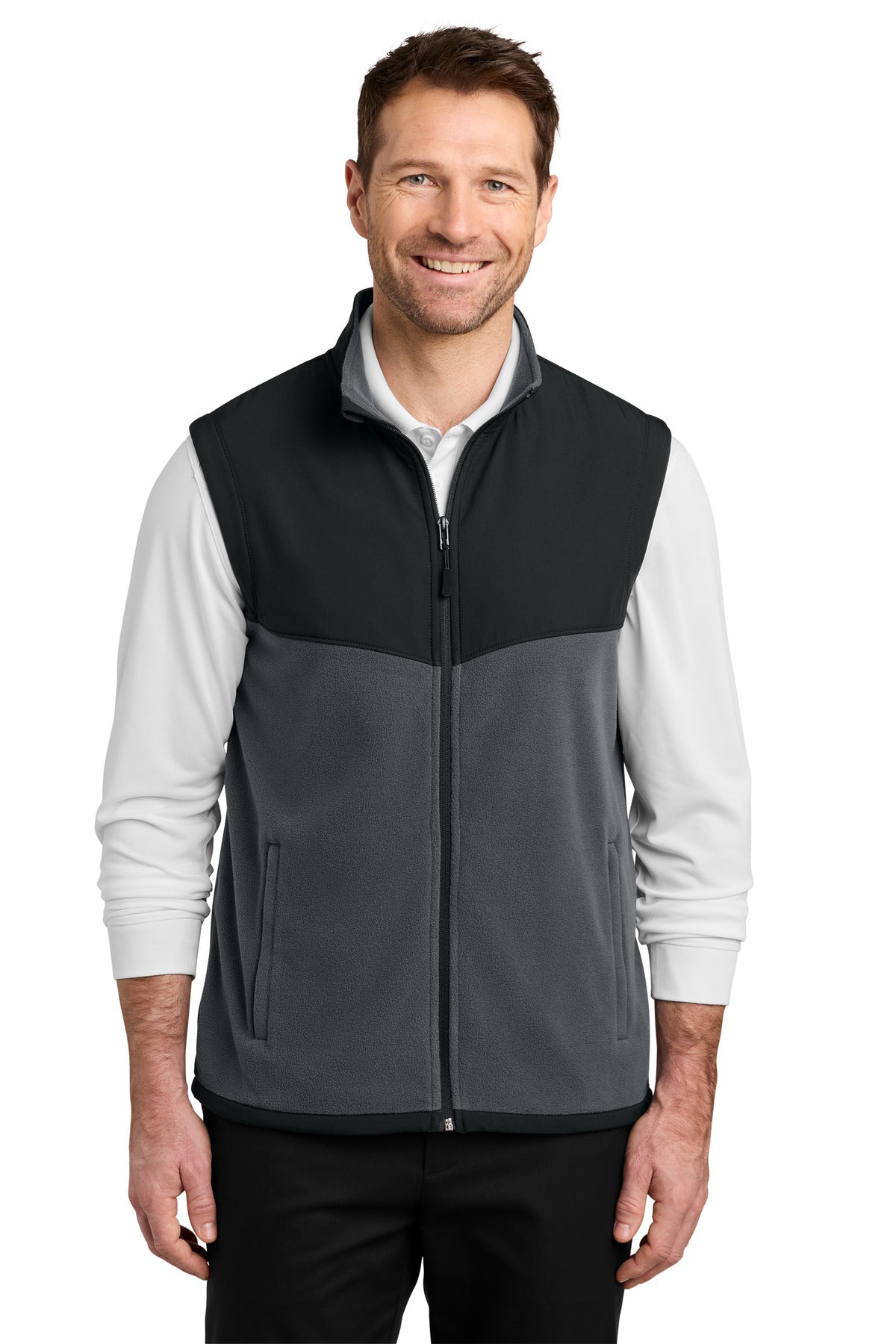 Port Authority Therma-Tek Fleece Vest F181 in Iron Grey/ Black