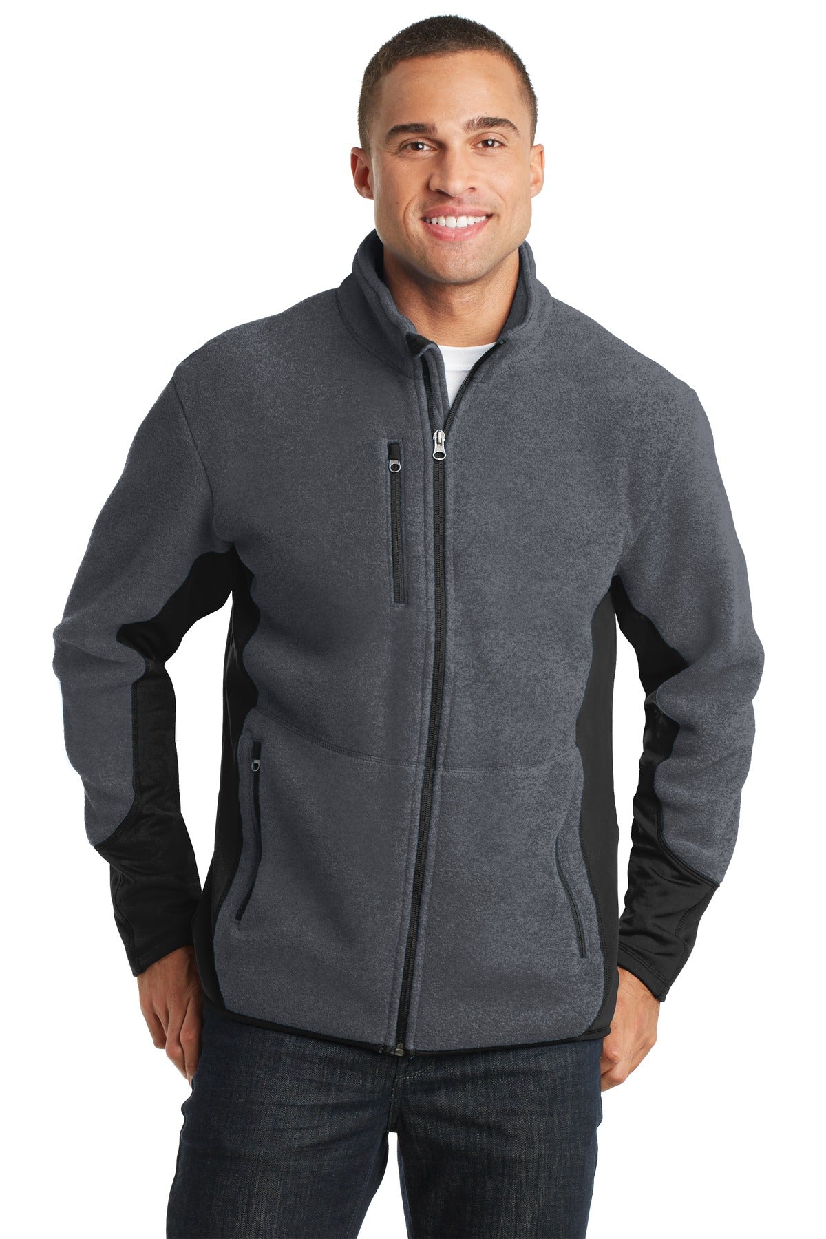 Port Authority R-Tek Pro Fleece Full-Zip Jacket. F227 in Charcoal Heather/ Black