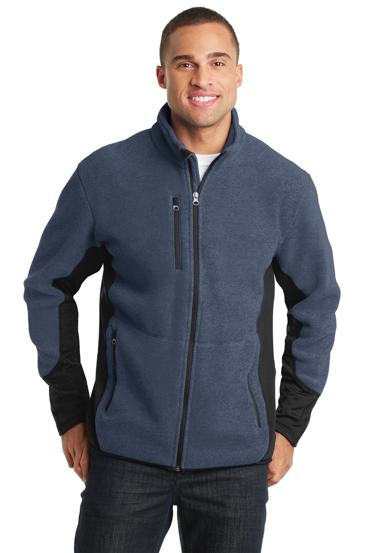 Port Authority R-Tek Pro Fleece Full-Zip Jacket. F227 in Navy Heather/ Black