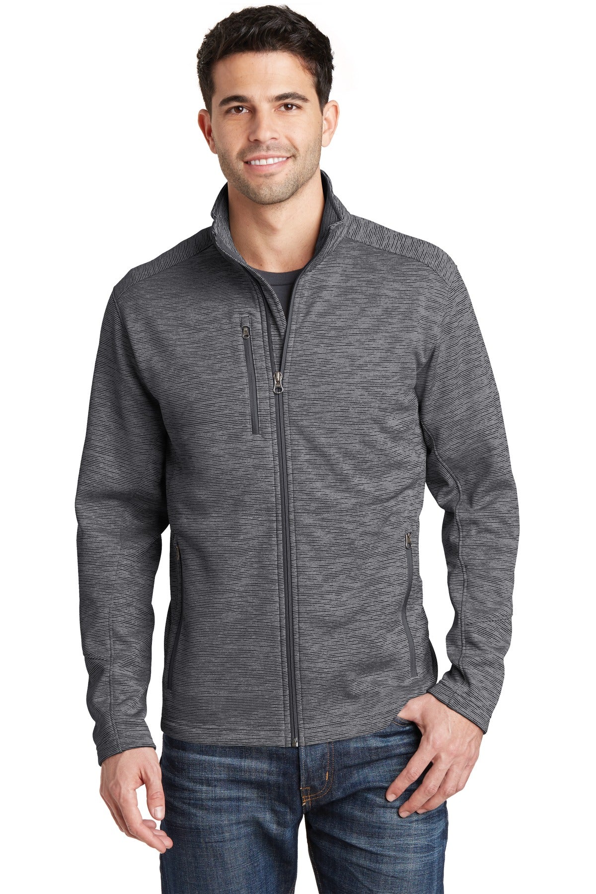 Port Authority Digi Stripe Fleece Jacket. F231 in Black