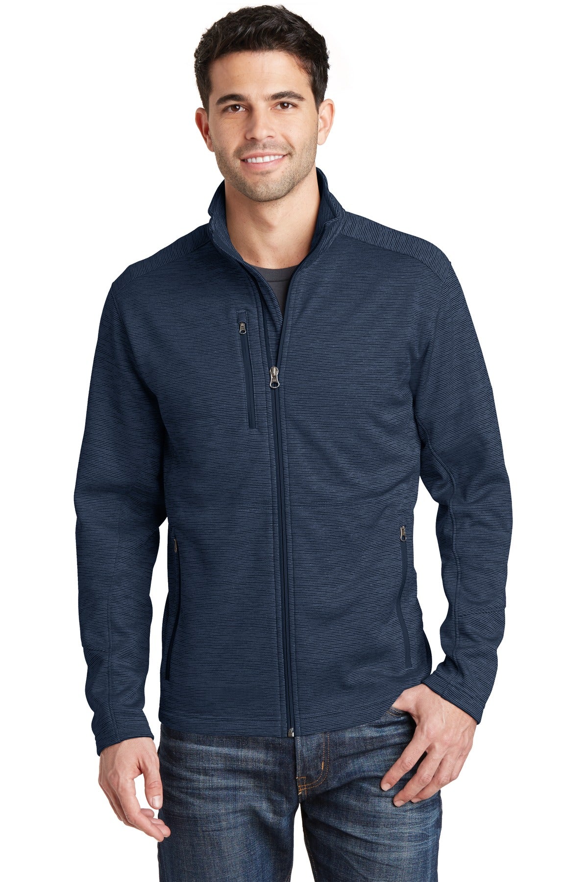 Port Authority Digi Stripe Fleece Jacket. F231 in Navy