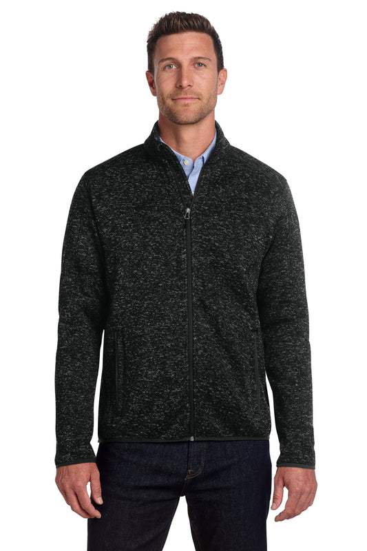 Port Authority Sweater Fleece Jacket. F232 in Black Heather
