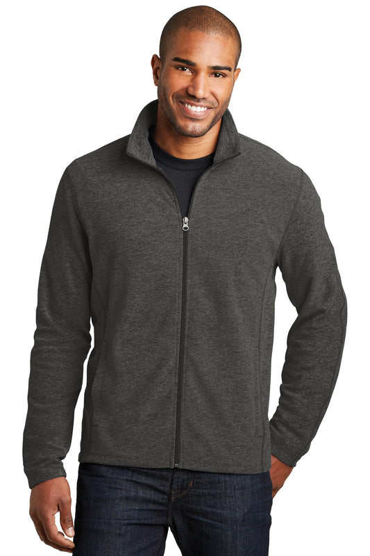 Port Authority Heather Microfleece Full-Zip Jacket. F235 in Black Charcoal Heather
