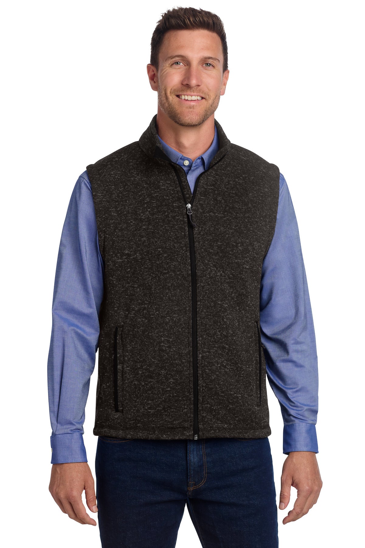 Port Authority  Sweater Fleece Vest F236 in Black Heather