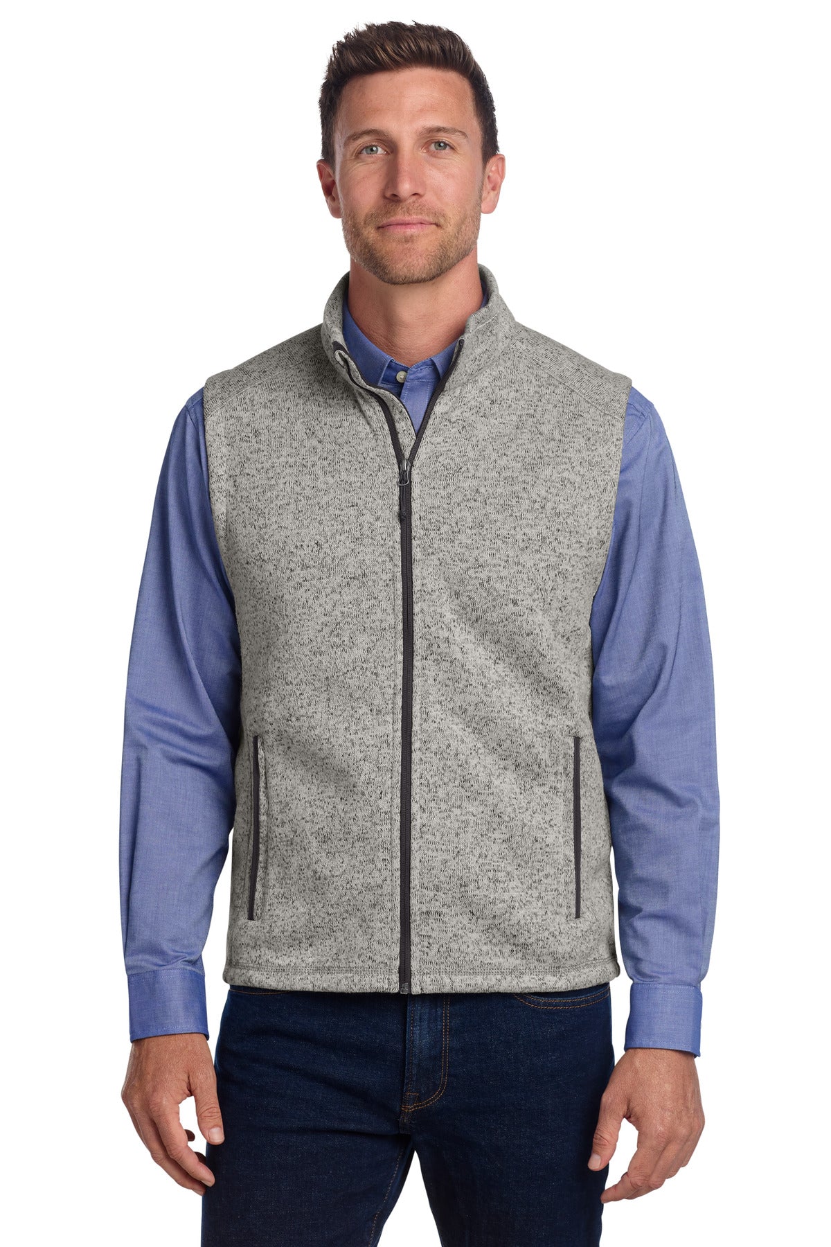 Port Authority  Sweater Fleece Vest F236 in Grey Heather