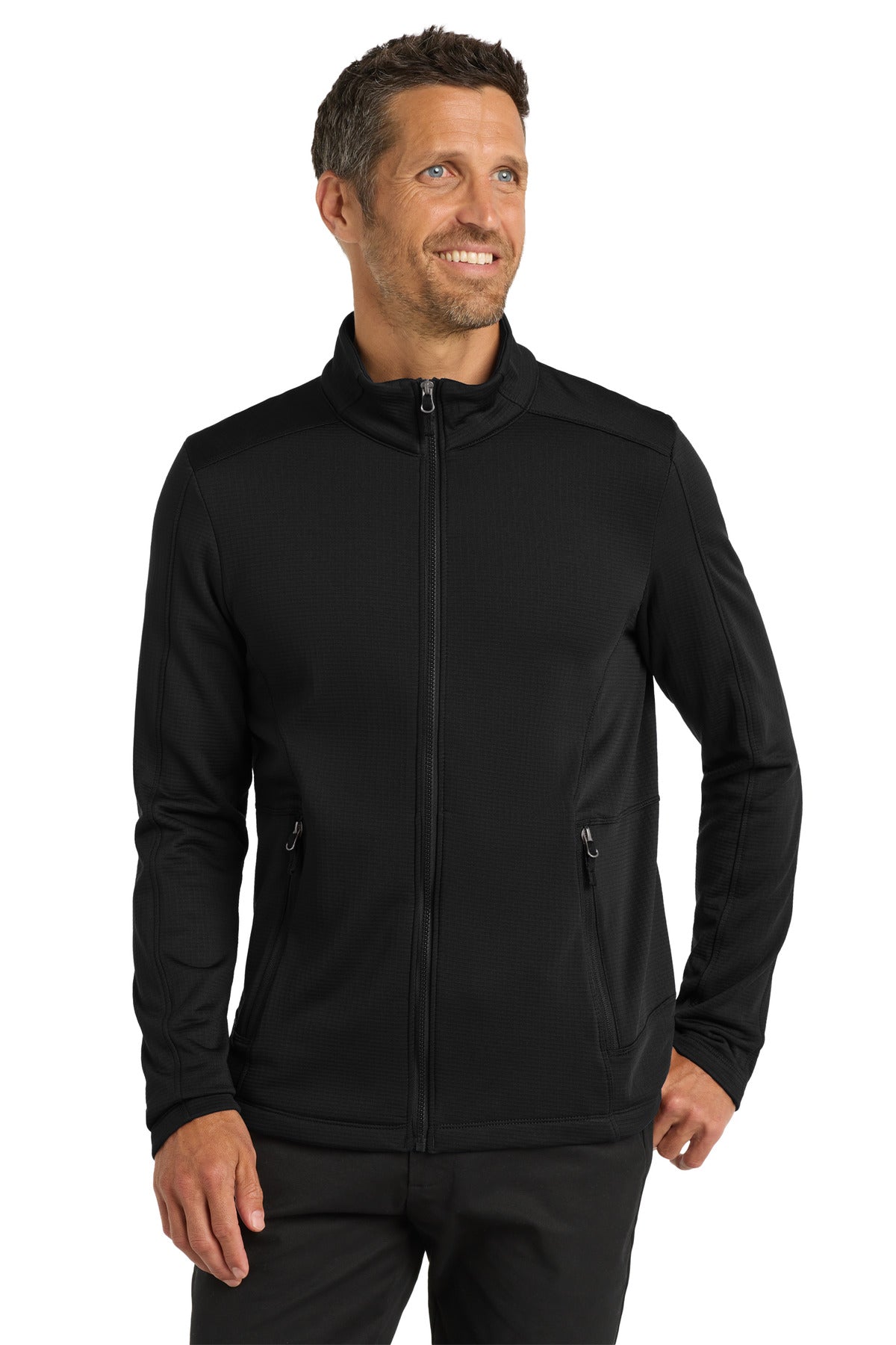 Port Authority  Grid Fleece Jacket. F239 in Deep Black