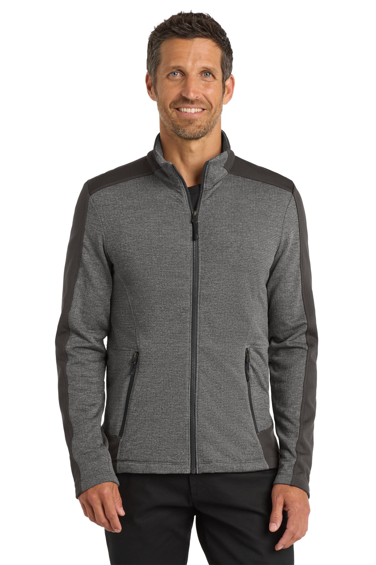 Port Authority  Grid Fleece Jacket. F239 in Grey Smoke Heather/ Grey Smoke