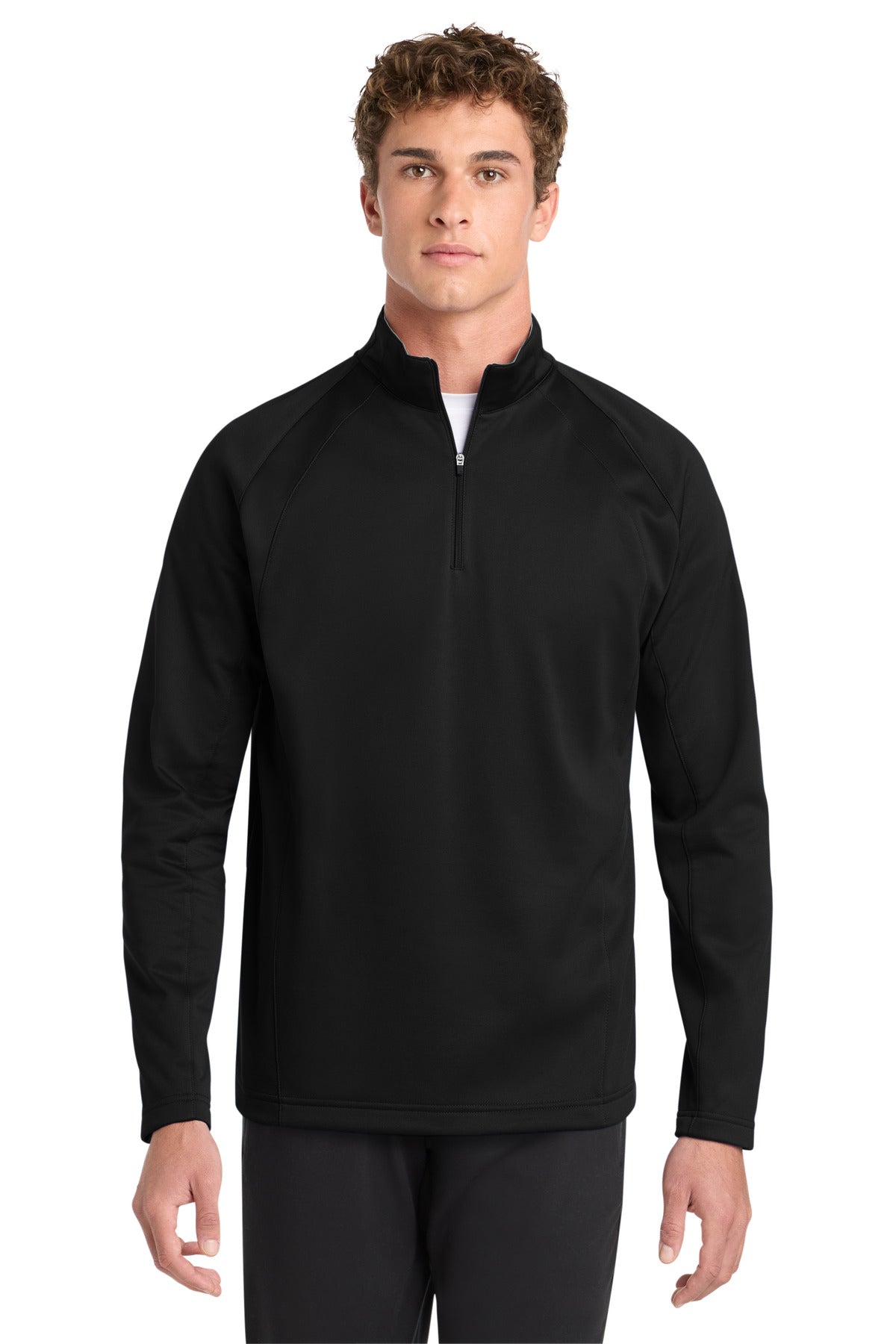 Sport-Tek Sport-Wick Fleece 1/4-Zip Pullover.  F243 in Black/ Silver