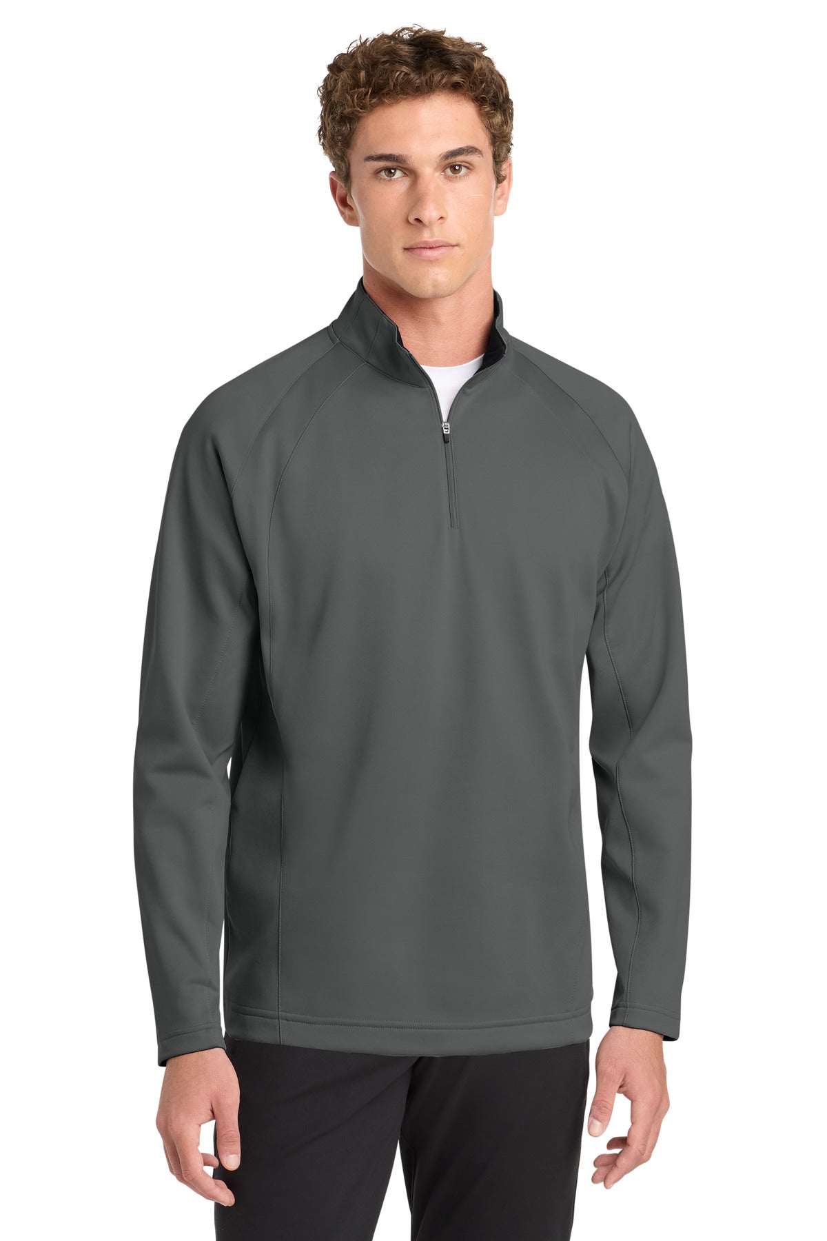 Sport-Tek Sport-Wick Fleece 1/4-Zip Pullover.  F243 in Dark Smoke Grey/ Black