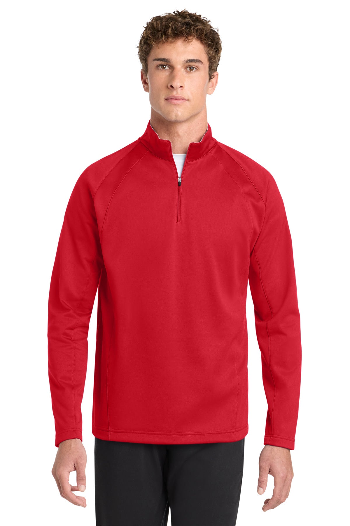 Sport-Tek Sport-Wick Fleece 1/4-Zip Pullover.  F243 in Deep Red/ Silver