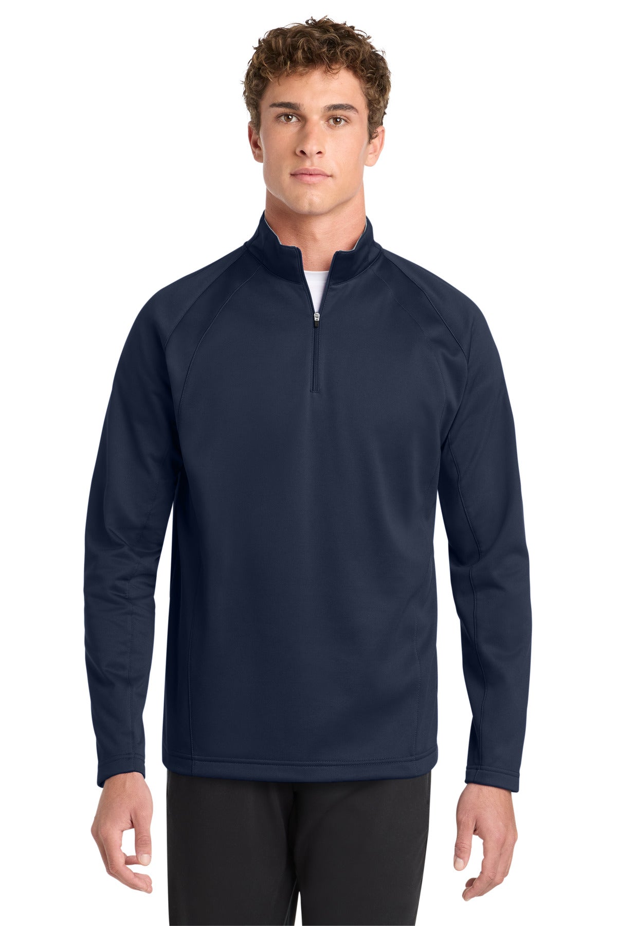 Sport-Tek Sport-Wick Fleece 1/4-Zip Pullover.  F243 in Navy/ Silver