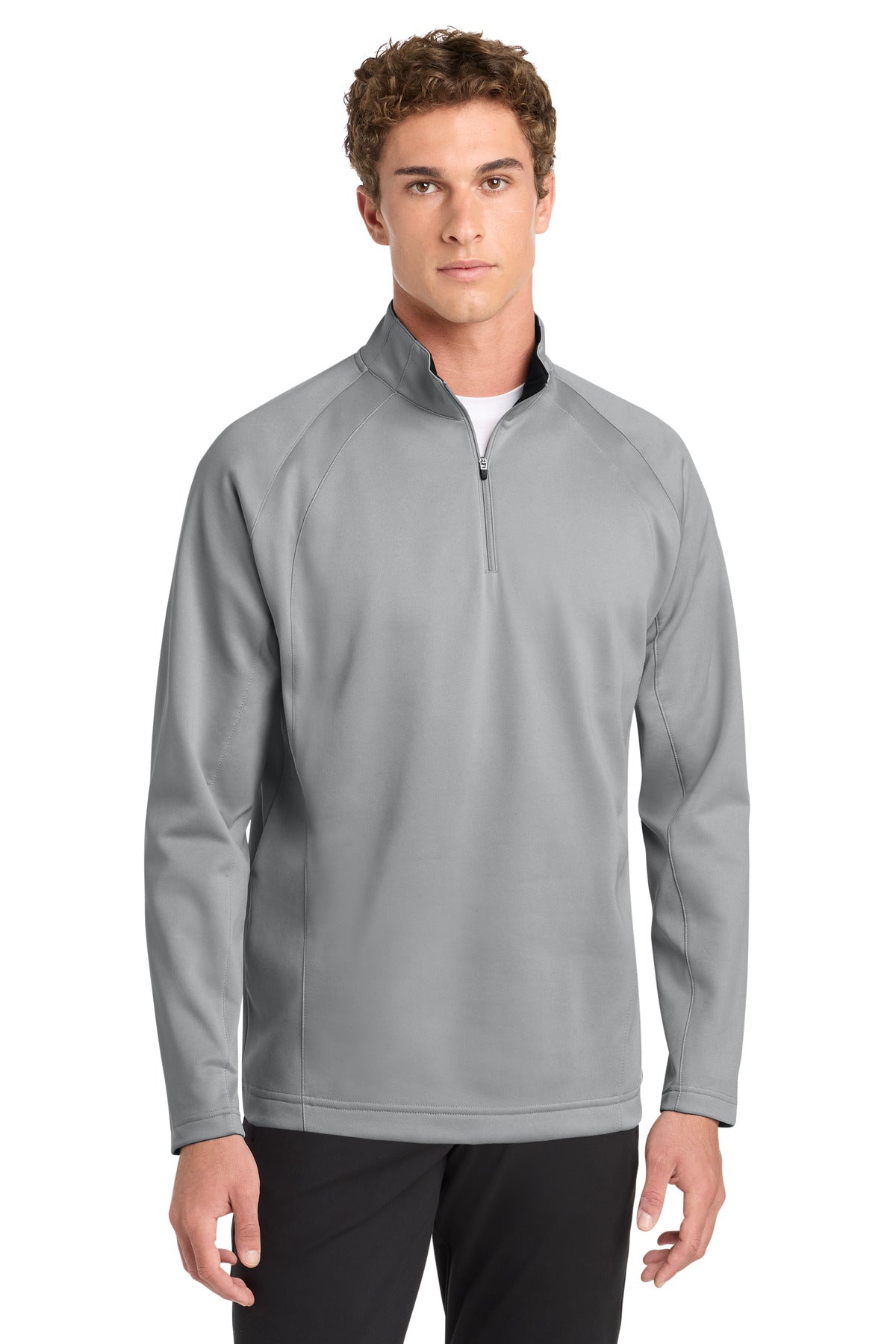 Sport-Tek Sport-Wick Fleece 1/4-Zip Pullover.  F243 in Silver/ Black