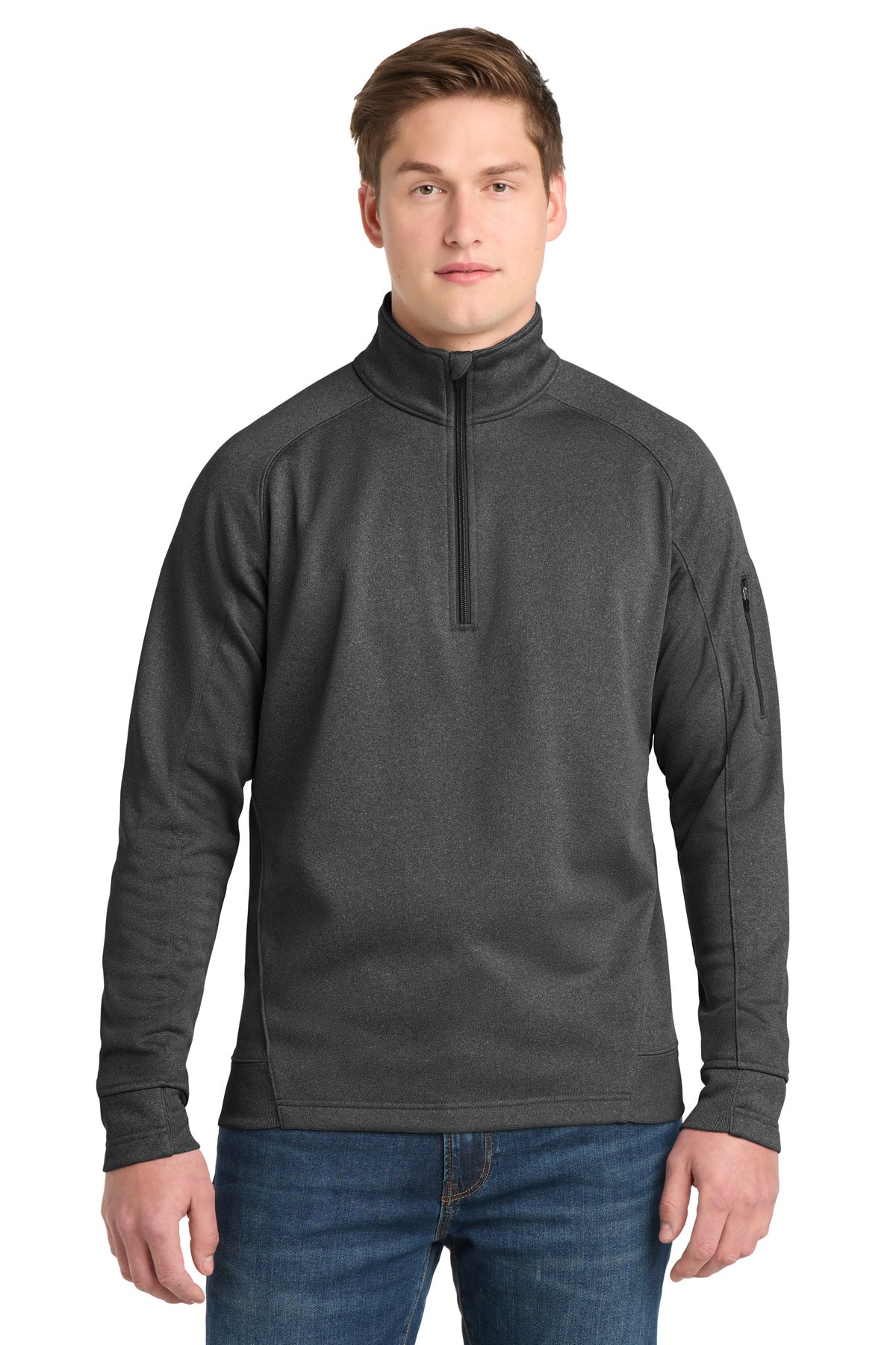Sport-Tek Tech Fleece 1/4-Zip Pullover. F247 in Graphite Heather