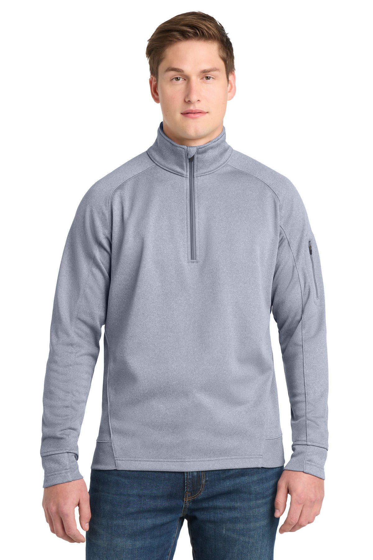 Sport-Tek Tech Fleece 1/4-Zip Pullover. F247 in Grey Heather
