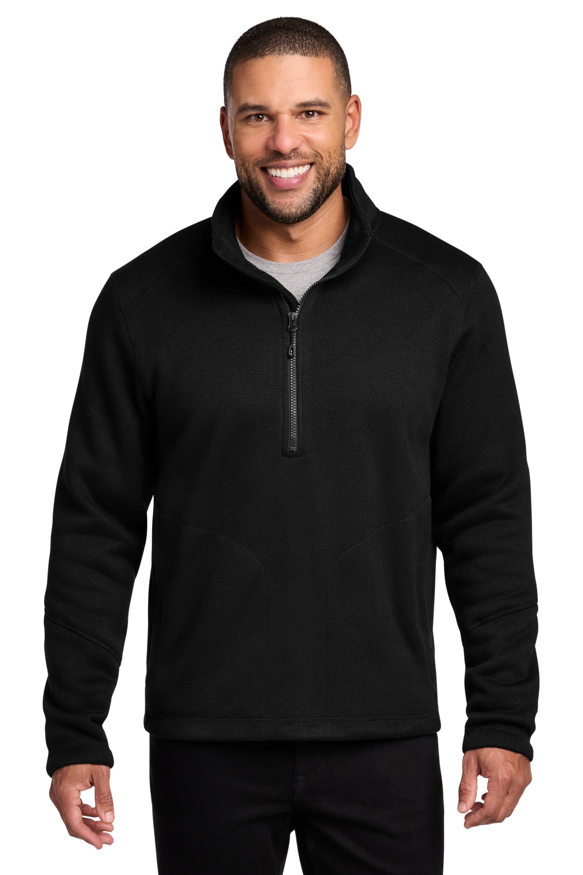 Port Authority Arc Sweater Fleece 1/4-Zip F426 in Deep Black