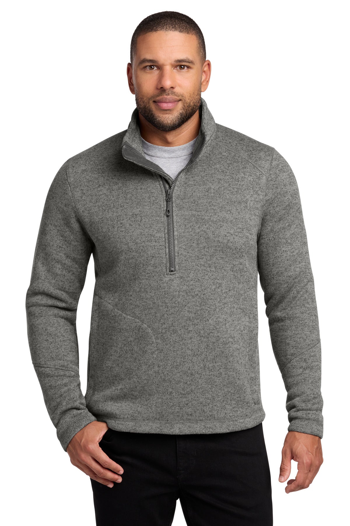 Port Authority Arc Sweater Fleece 1/4-Zip F426 in Deep Smoke Heather